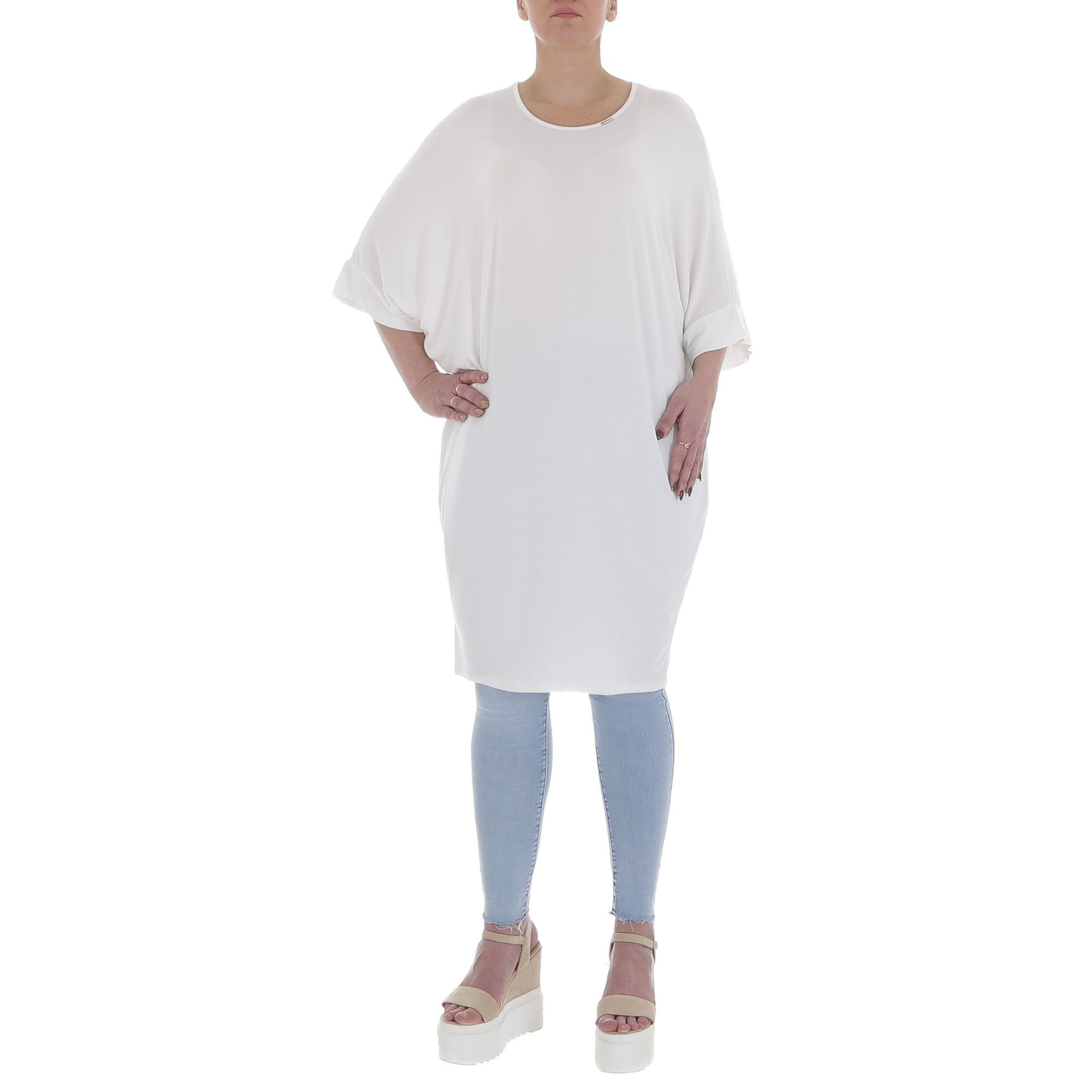 Ital-Design Tunikashirt Damen Freizeit Top & Shirt in Weiß