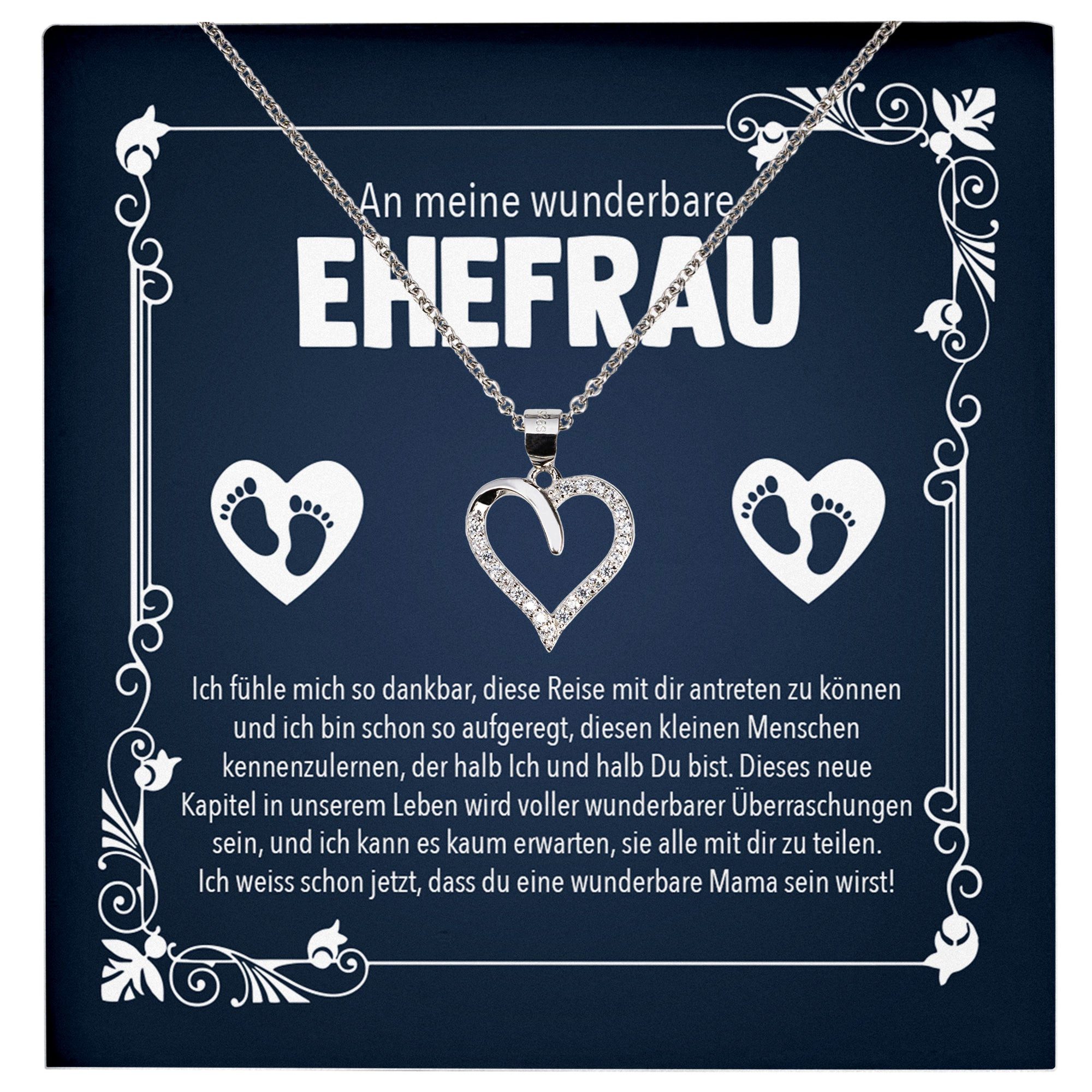 22Feels Schmuckset Schwangerschaft Geschenk Werdende Mama To Be Babyparty Herz Halskette (inkl. Geschenktasche, Karte, Poliertuch, Beutel), Echt-Silber 925/000, Karte Made In Germany