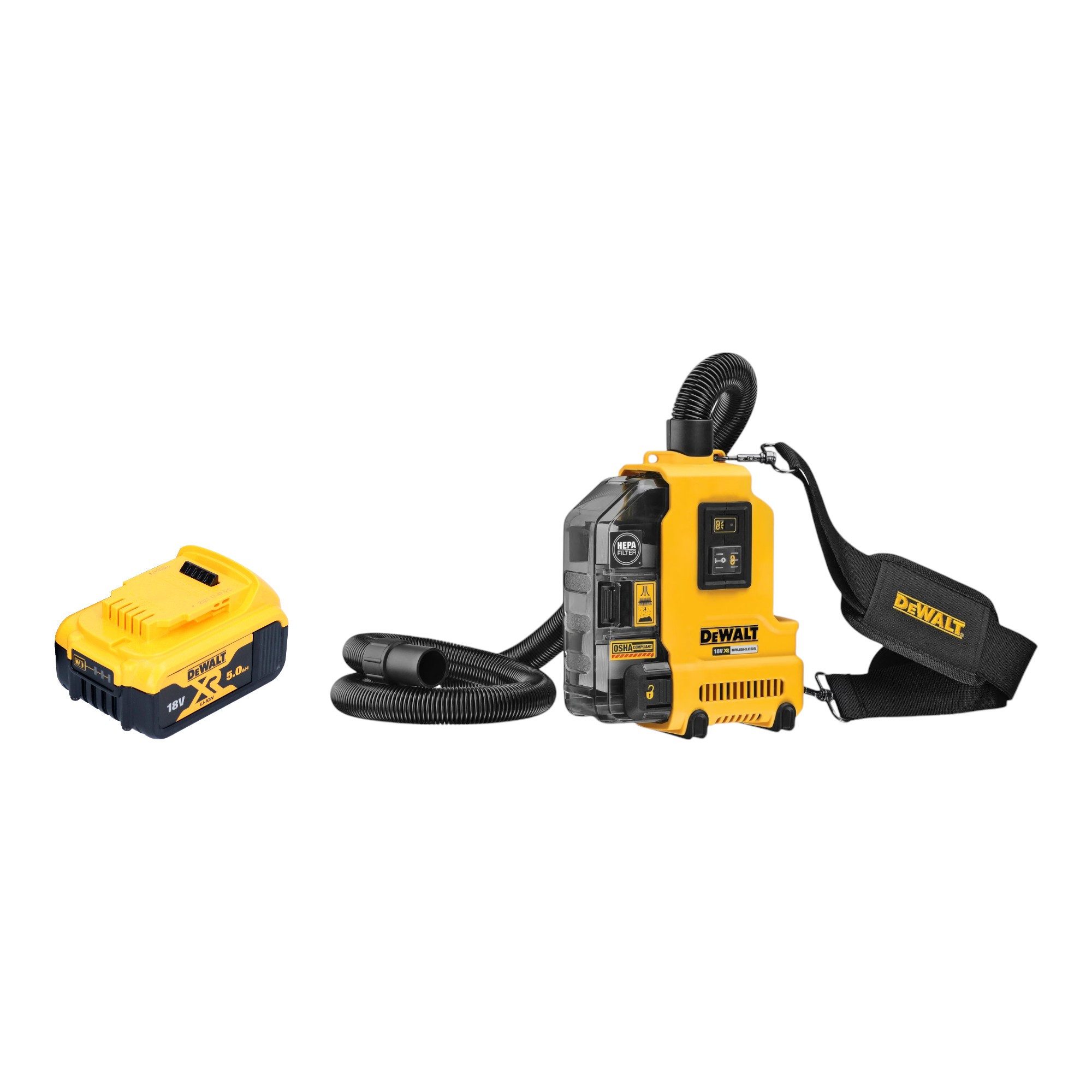 DeWalt Akku-Handstaubsauger DWH 161 N 18 V 0,21 l Brushless + 1x Akku 5,0 Ah - ohne Ladegerät