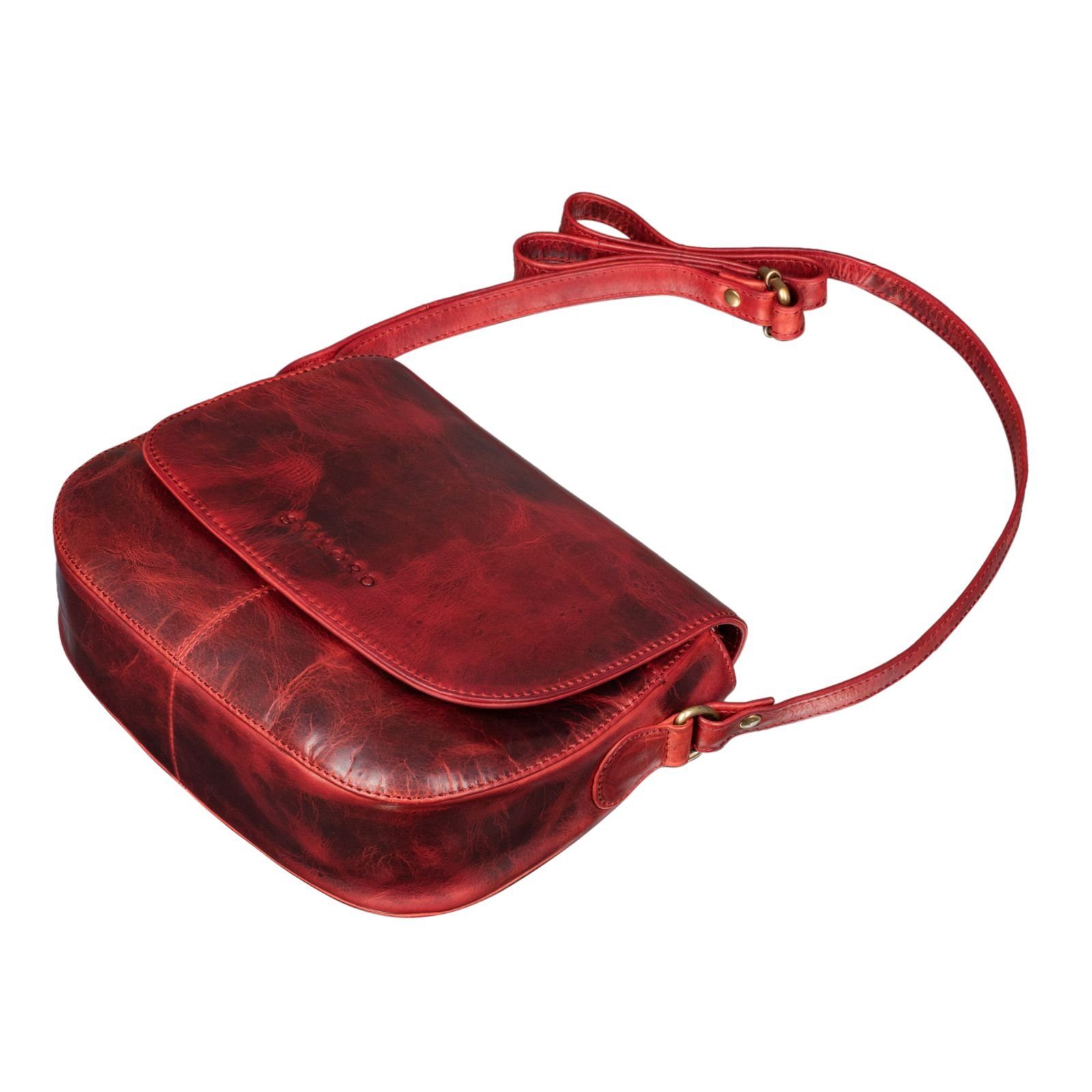 Handtasche rot Umhängetasche - Damen kara Leder STILORD "Savannah"