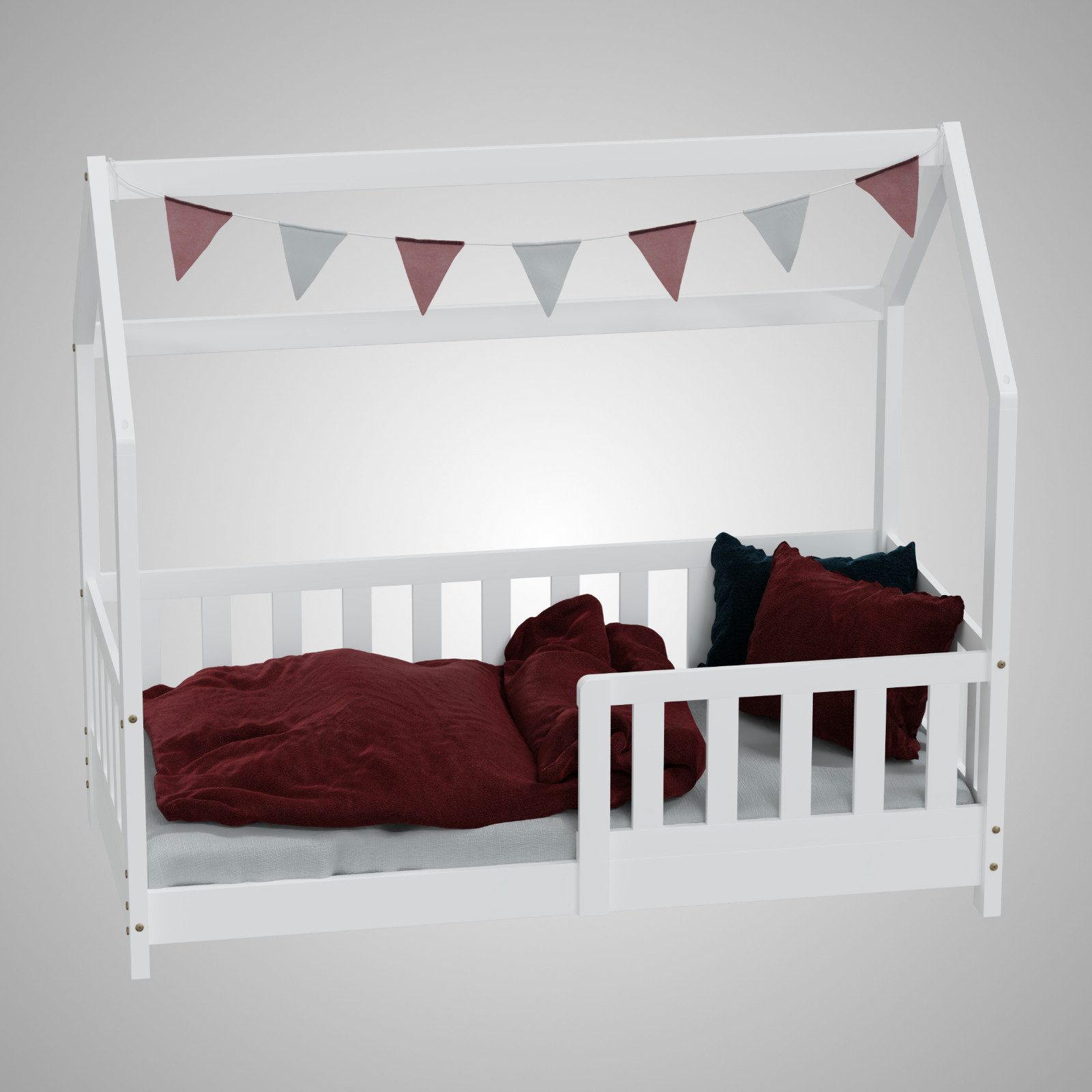 HAGO Kinderbett 70x140cm Weiß Hausbett Dach günstig online kaufen