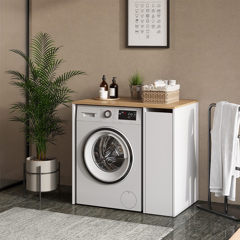 Vicco Waschmaschinenumbauschrank Viktor, Weiß/Artisan, 93.6 x 88.2 cm mit F günstig online kaufen