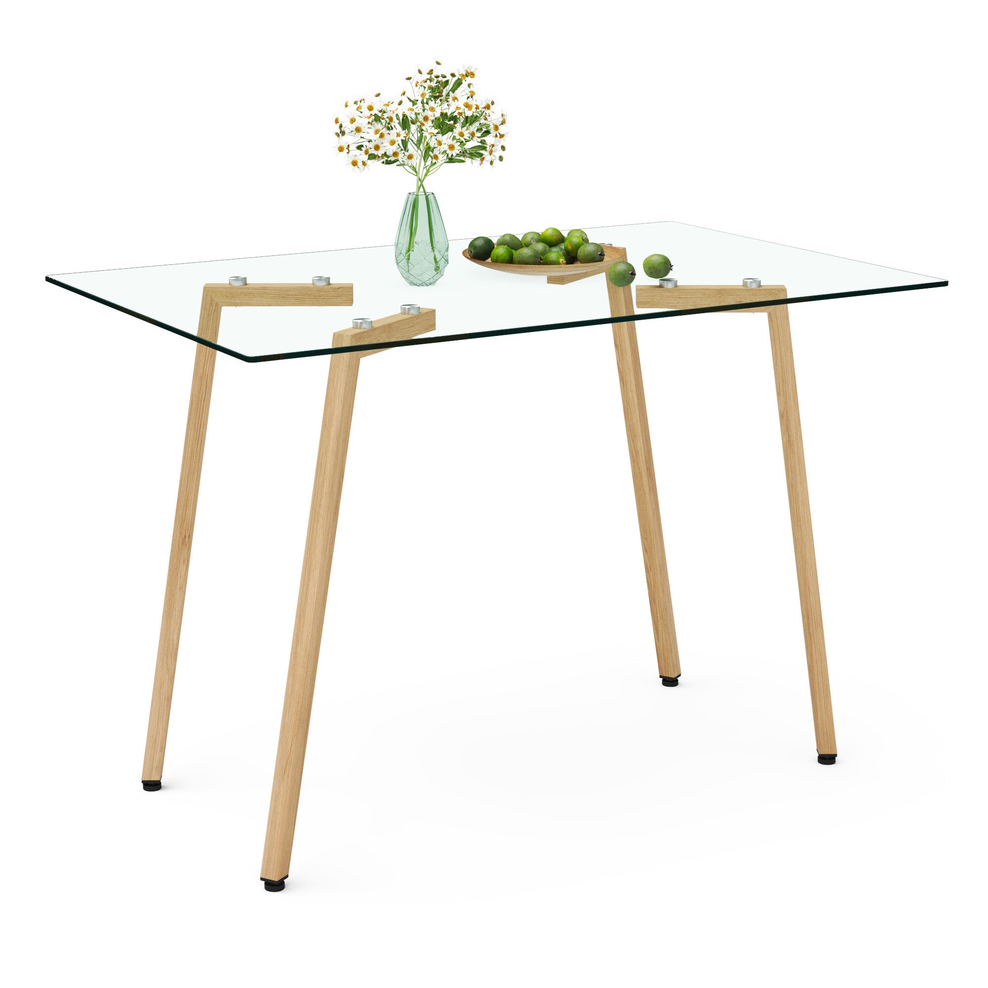 MODFU Esstisch aus Glas (Esszimmertisch, Arbeitstisch, 1-St., Tischplatte aus gehärtetem Glas), für 4–6 Personen