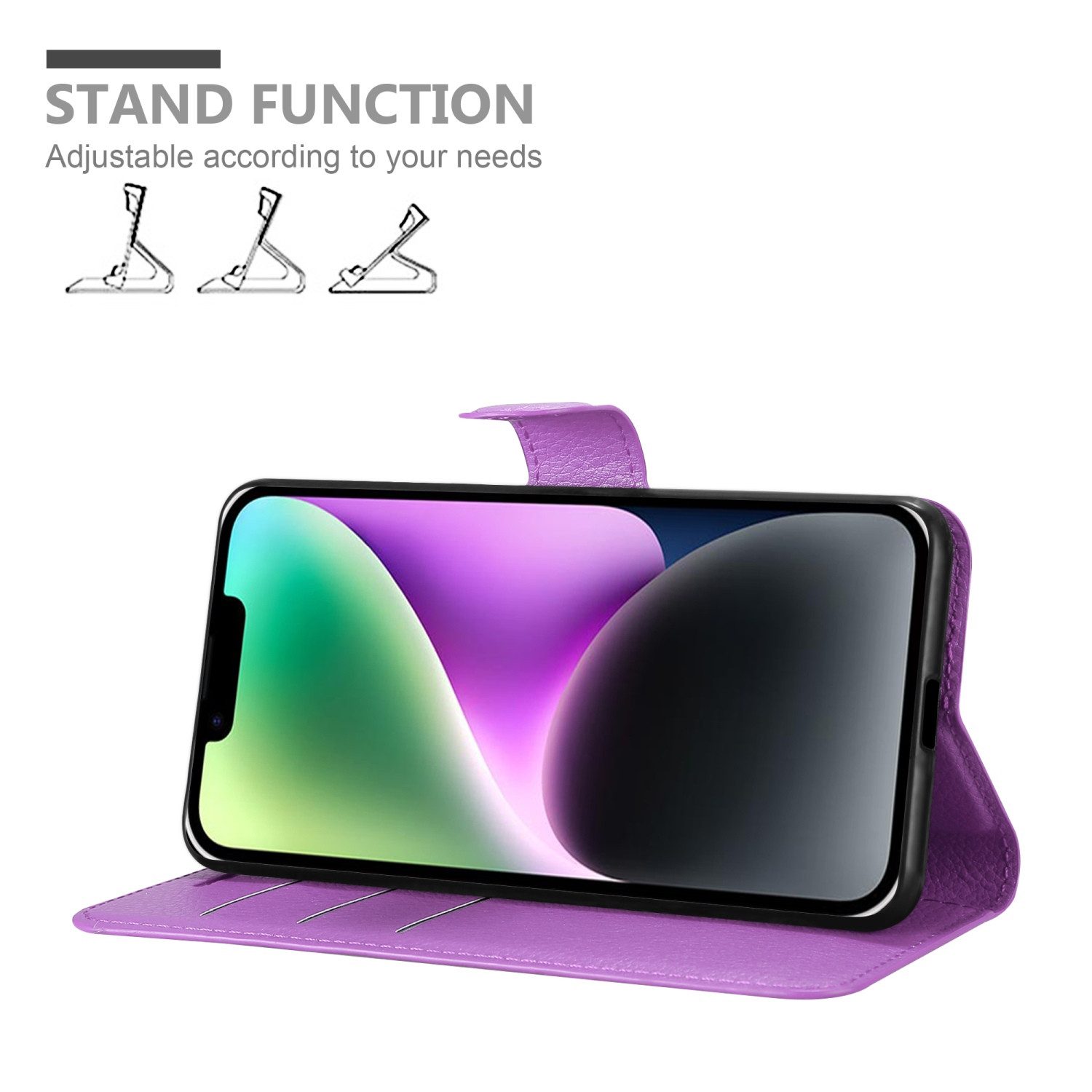 Cadorabo Handyhülle für iPhone 14 Hülle Apple iPhone 14, Hülle Schutzhülle mit Standfunktion, Kartenfach und Magnetverschluss