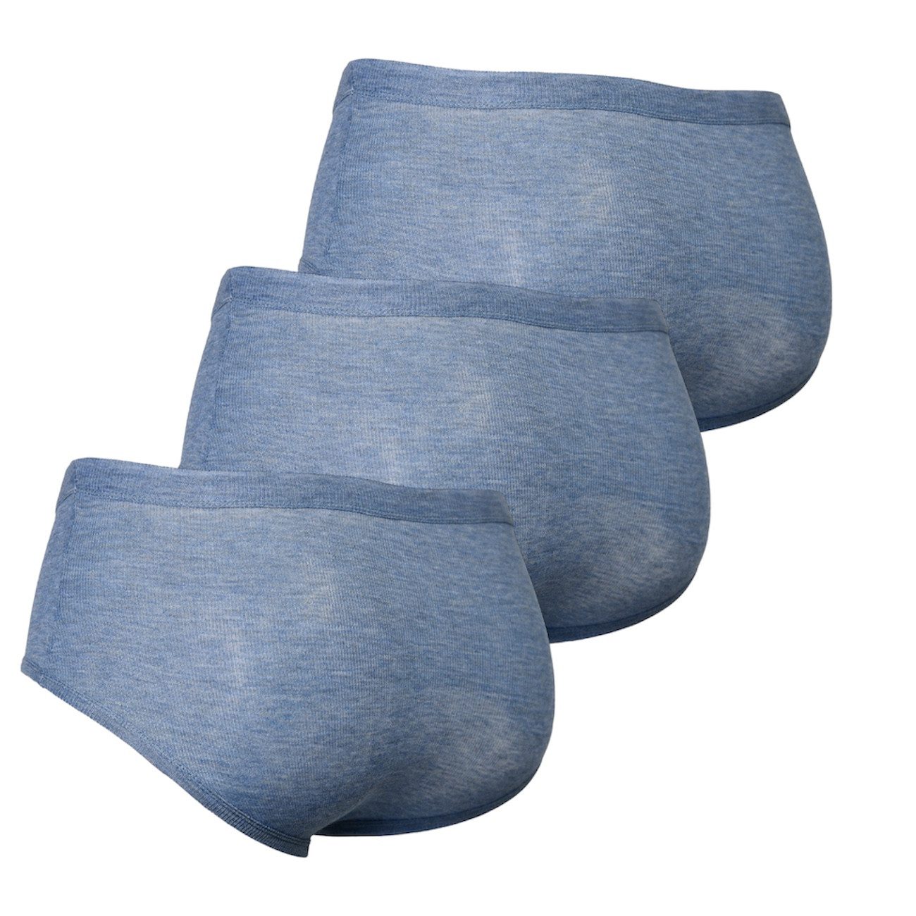 Toker Collection® Slip Herrenslip mit Eingriff klassischer Schnitt blau oder grau meliert (Packung, 3er Pack) weich und anschmiegsam – Bild 3 von 4