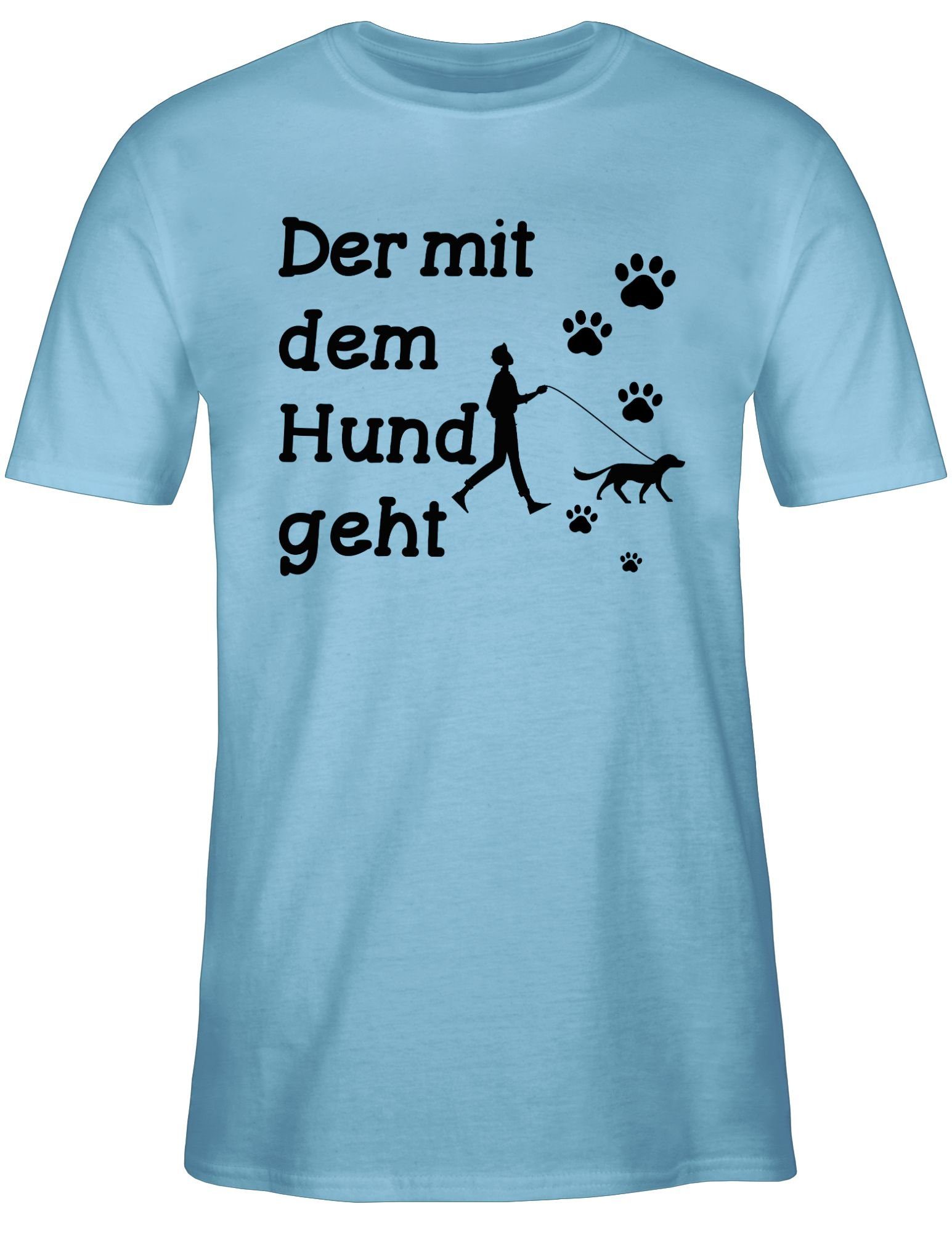 T-Shirt Statement dem Sprüche geht Pfoten schwarz Hund mit Shirtracer mit Hellblau Spruch Der 02