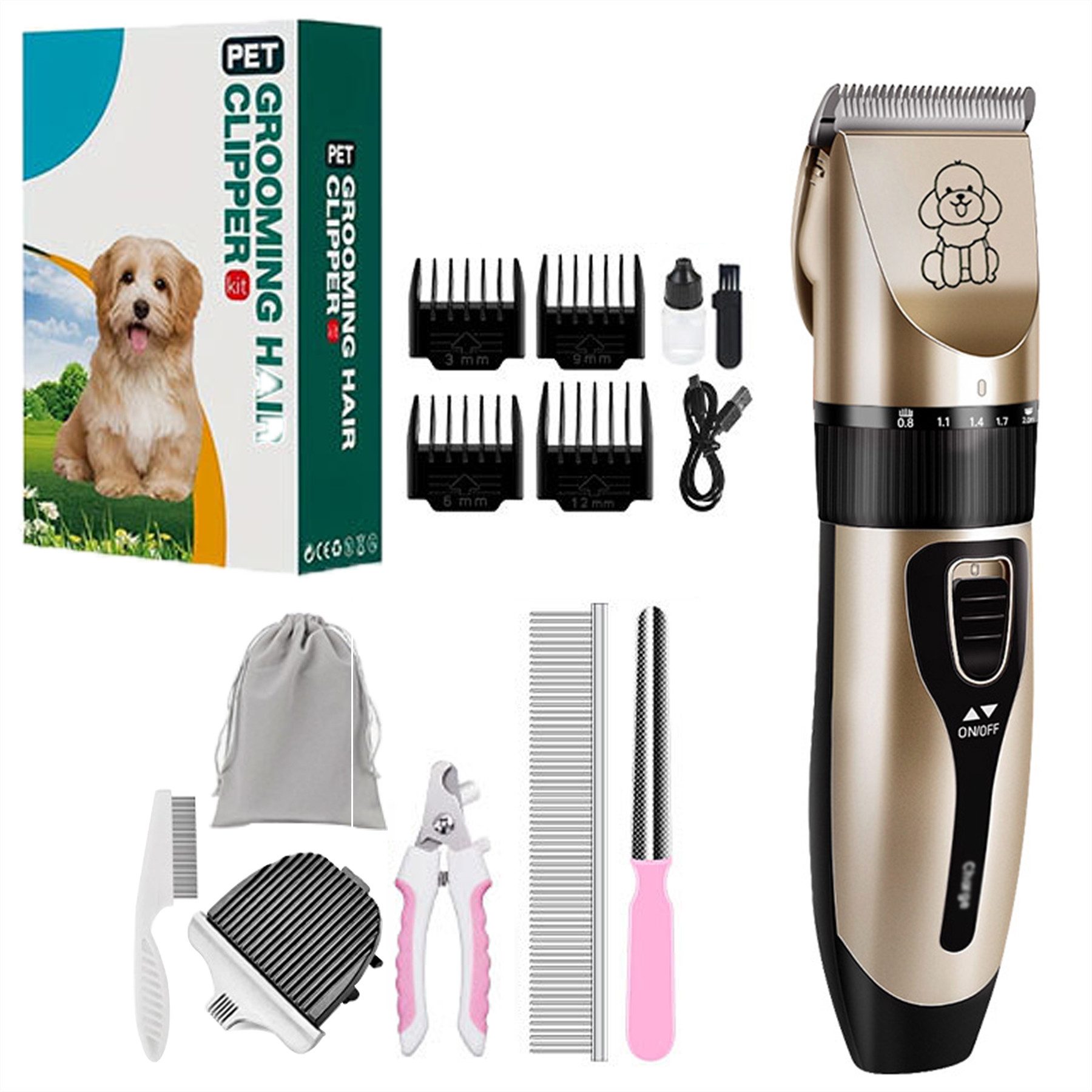 Senmudi Hundeschermaschine Leise Hundeschermaschine,Hund Katze Tierhaarschneidemaschine, Elektrische Hundetrimmer,Schnurlosen Haarschneidemaschine, Profi Schermaschine,für Langhaar Katze dicke,verfilzte Tierhaare