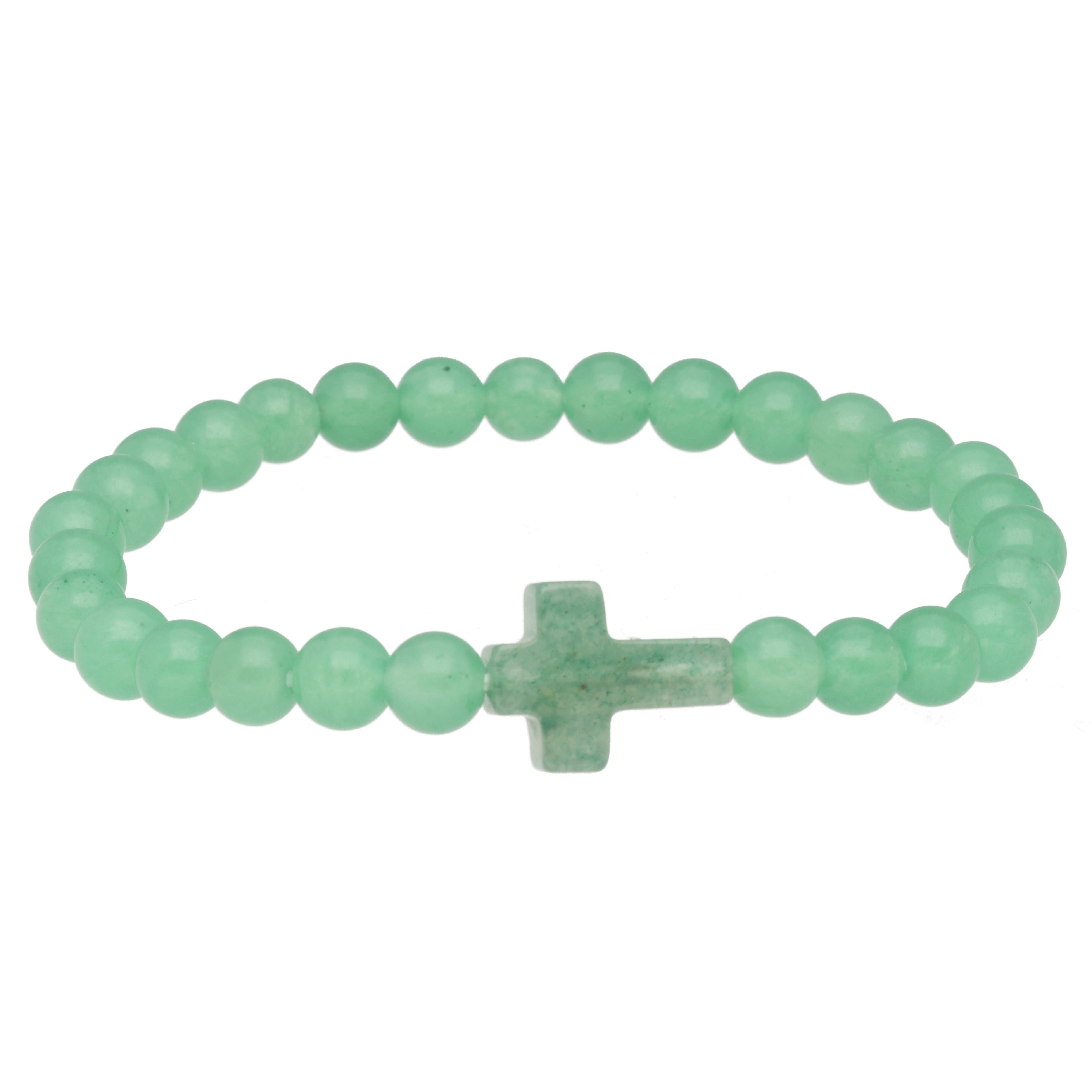 Lebensquelle Plus Armband Aventurin, grün Armband mit Steinkreuz, 6 mm