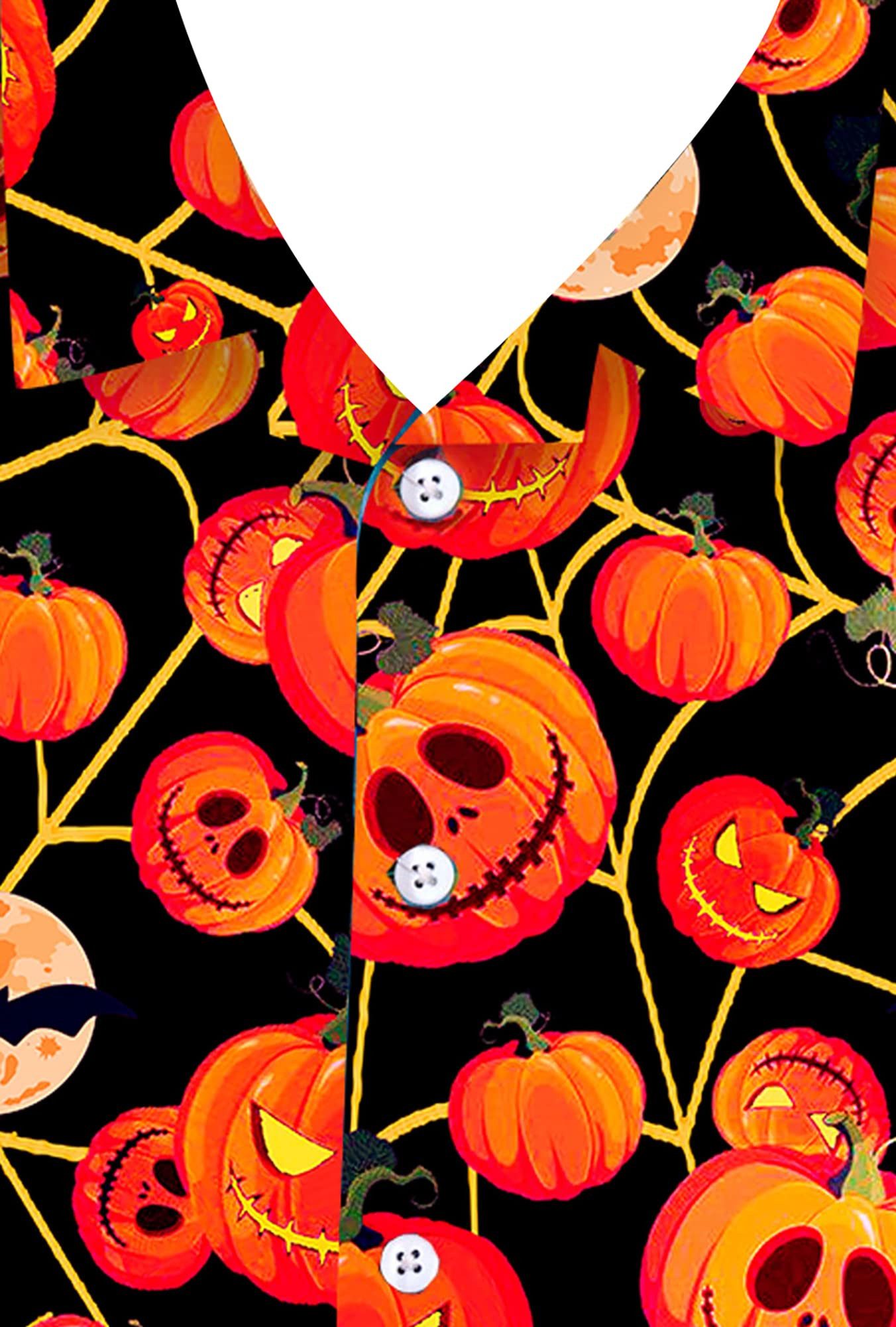 King Kameha Hawaiihemd Halloween "Pumpkin Web" Funky Hawaii-Hemd Kurzarm Front-Tasche Unisex