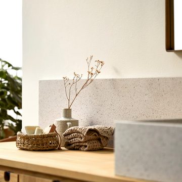 Tikamoon Waschbecken Ava Fliesenspiegel aus Premium-Terrazzo White 80 cm