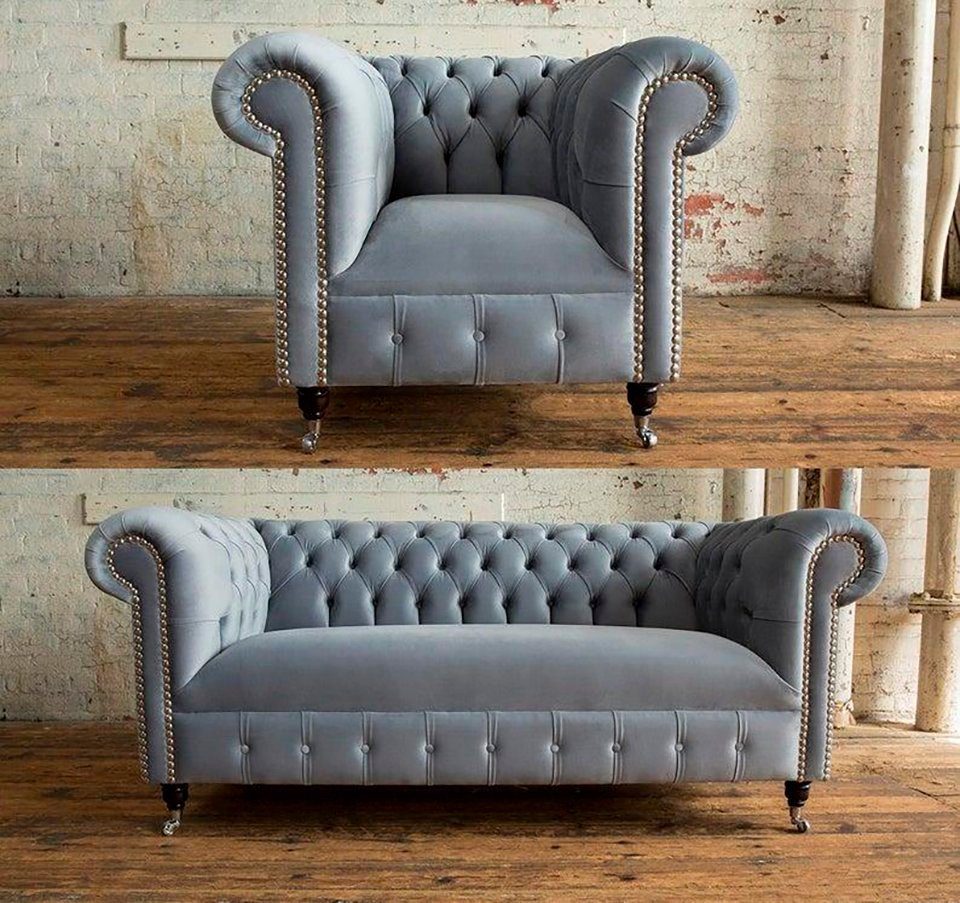 Couch Garnitur 3+2+1 JVmoebel Chesterfield-Sofa, Sofa Chesterfield Sitzer