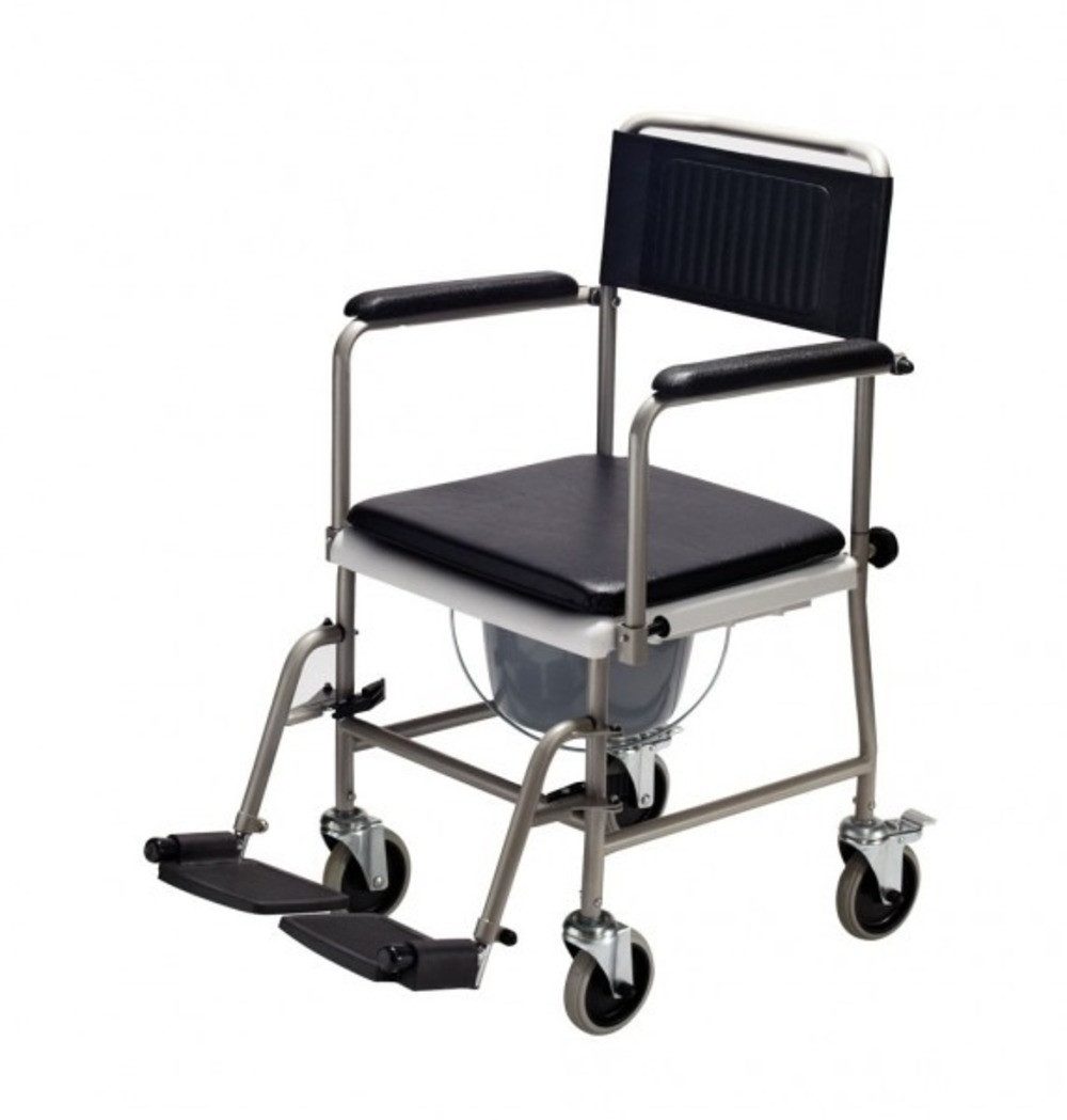 Dietz Group Toiletten-Rollstuhl TSU-2 für Senioren und eingeschränkte Personen Made in Germany, Vielseitige Einsatzmöglichkeiten, PVC-gepolstert, Mit Eimer, Fahrbar