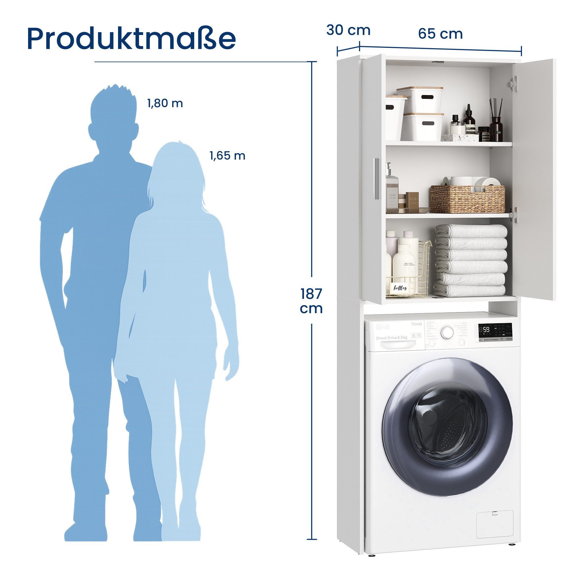 Home Collective Waschmaschinenumbauschrank Hochschrank mit 3 Fächern robust günstig online kaufen
