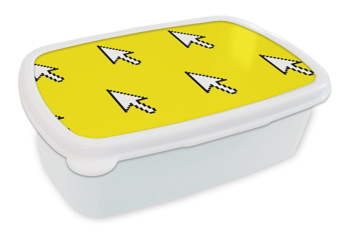 MuchoWow Lunchbox Maus - Muster - Computer, Kunststoff, (2-tlg), Brotbox für Kinder und Erwachsene, Brotdose, für Jungs und Mädchen weiß