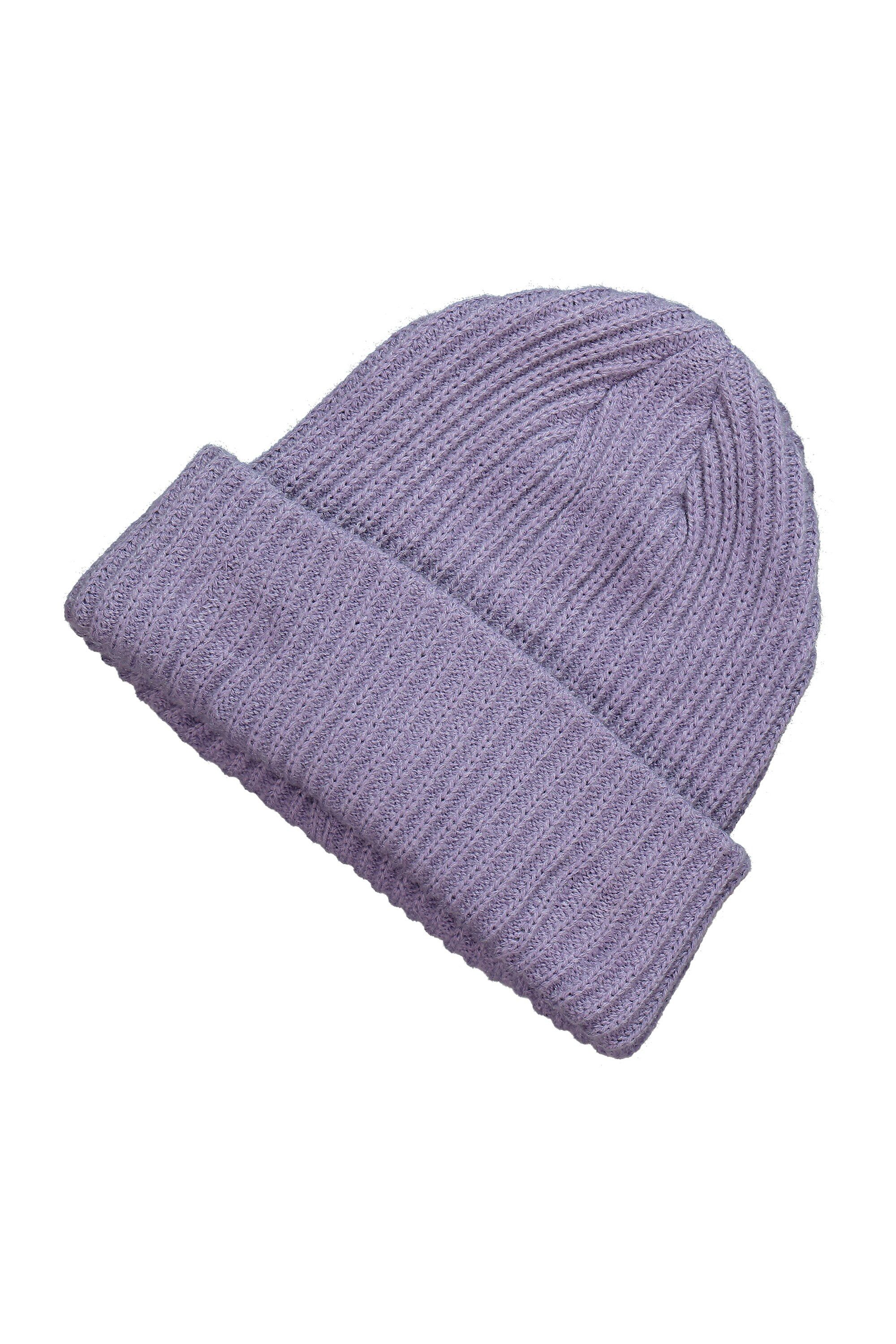 Ulla Popken Baumwollhandschuhe Strickmütze breiter Umschlag weicher Rippstrick