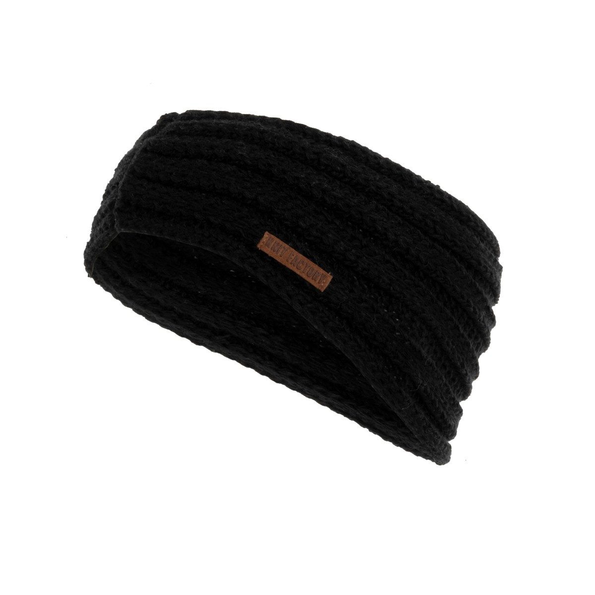 Knit Factory Stirnband Nica Stirnband Schwarz One Size Gestreift (Set, 1-St., Spar-Set) Strick accesoires Wohnen sale winter herbst deko mode Damen Herren