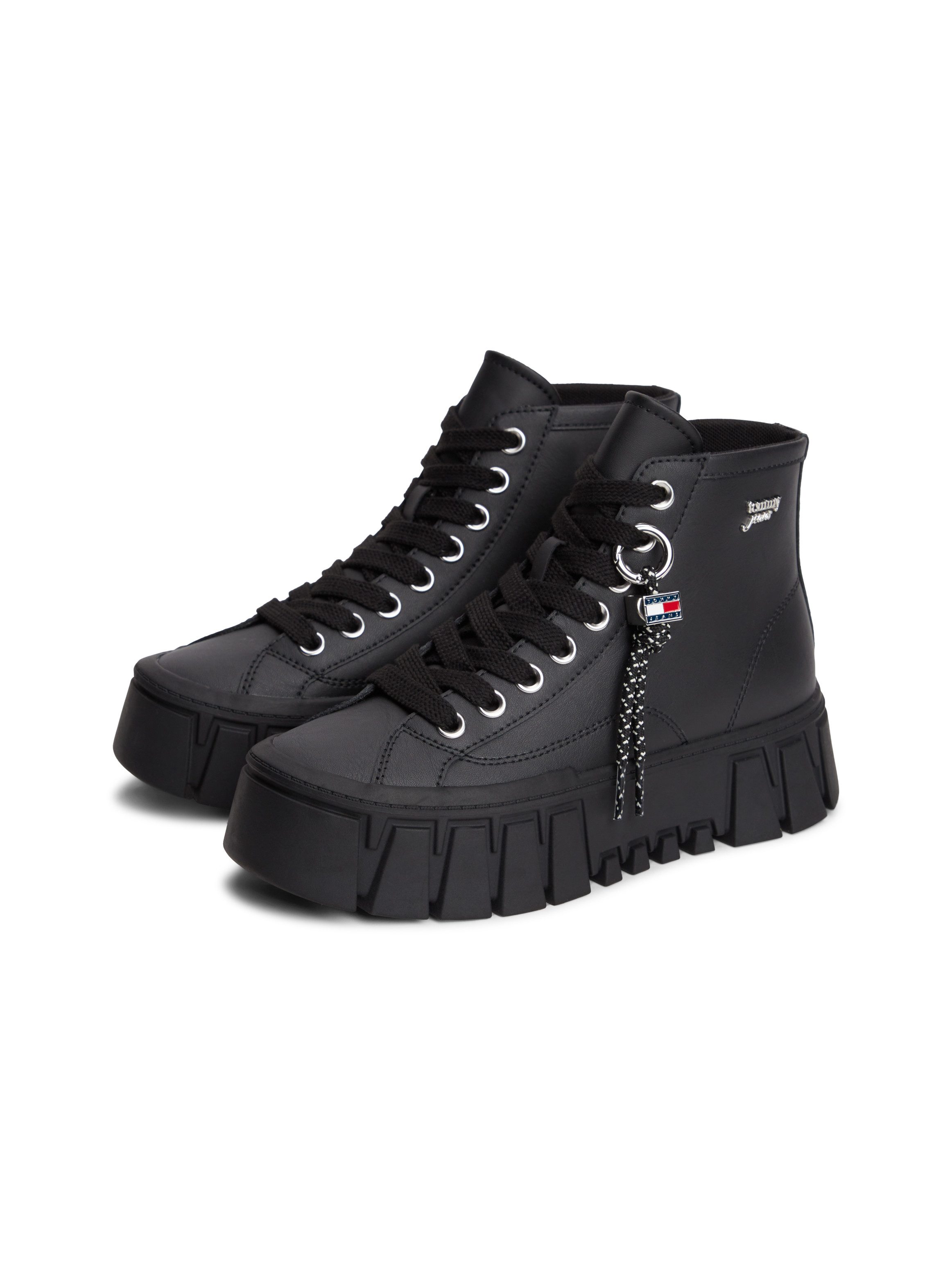 Tommy Jeans TJW PLATFORM SNEAKER LEATHER MC Plateausneaker Schnürboots mit trendigem Charm