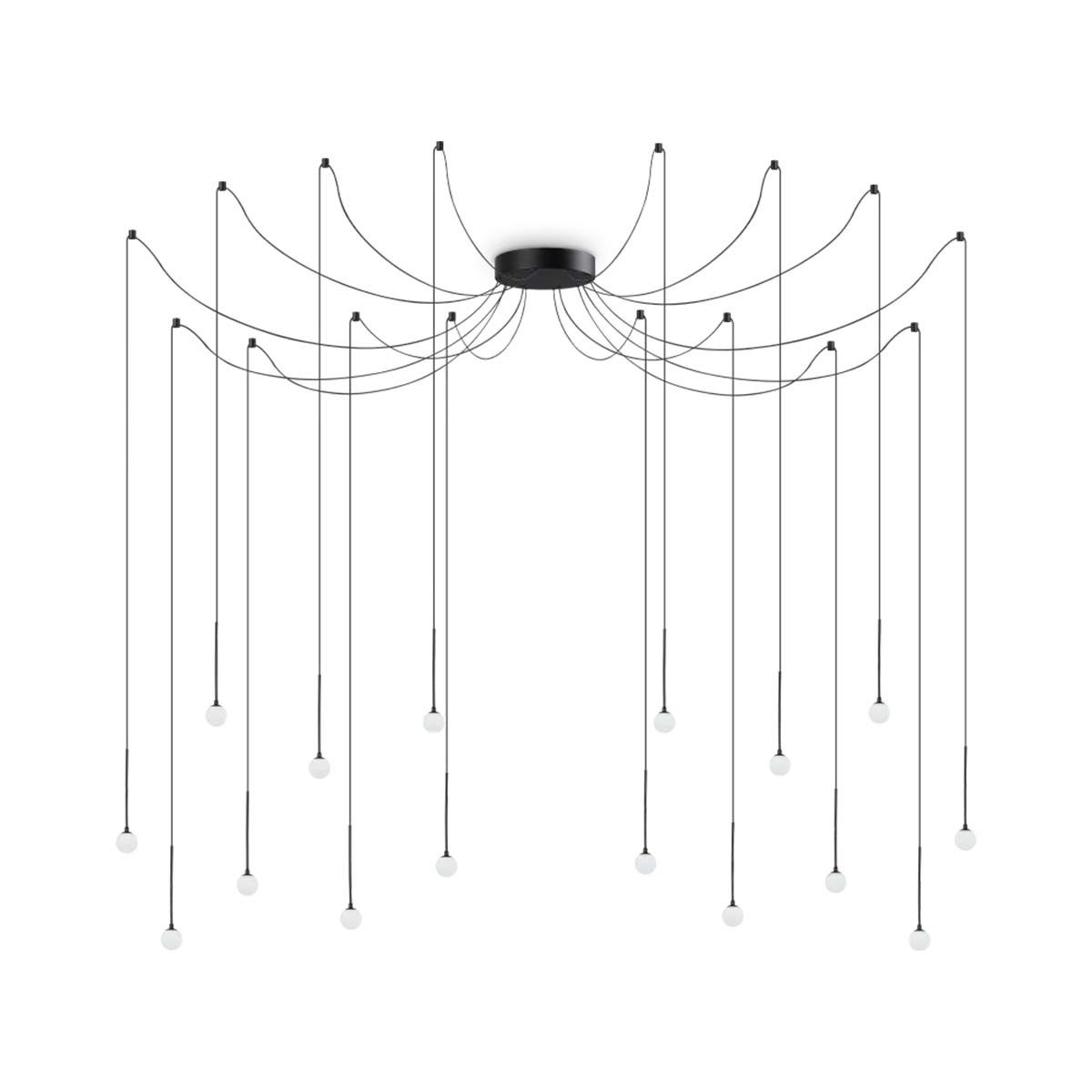 Ideal Lux Pendelleuchte Lucciola SP16 Pendelleuchte, Schwarz, LED fest integriert, Extra-Warmweiß, Hängeleuchte
