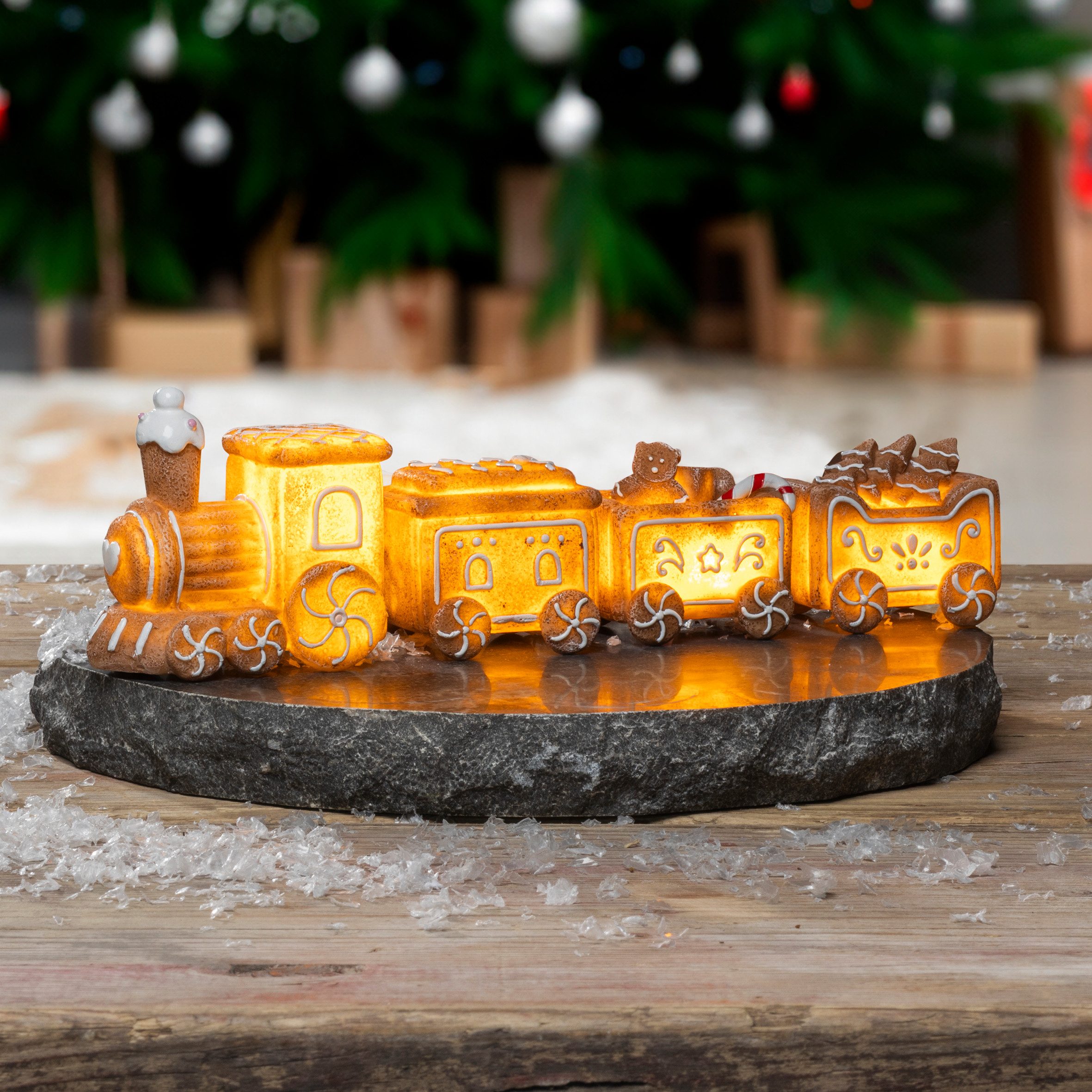 GartenHero Weihnachtsszene Lebkuchen Weihnachtszug Weihnachten Advent Winter Deko Beleuchtung