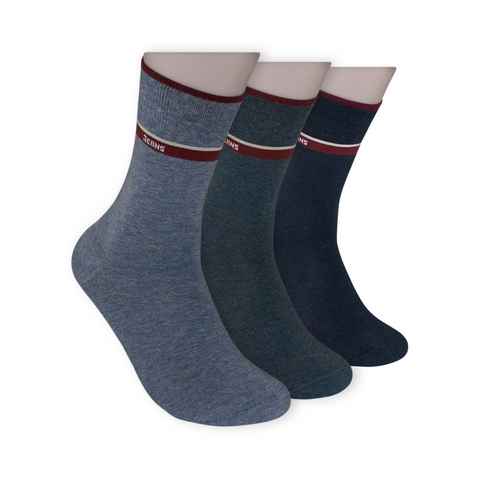 Die Sockenbude Komfortsocken Harmony - Herrensocken (Bund, 3-Paar, mit Komfortrand) verschiedene Jeanstöne