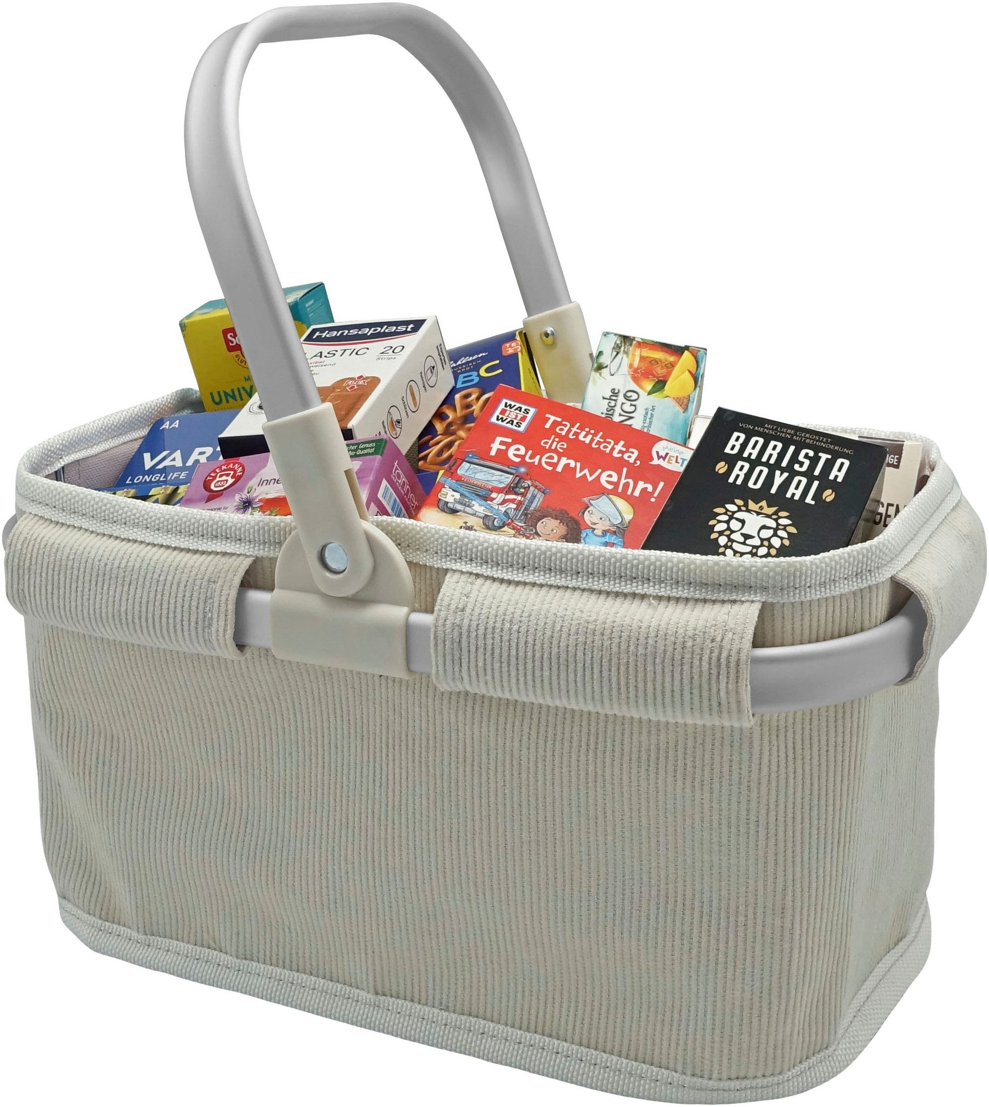 Tanner Kaufladensortiment Cord-Tragekorb „Pure Sand“, gefüllt, Made in Germany