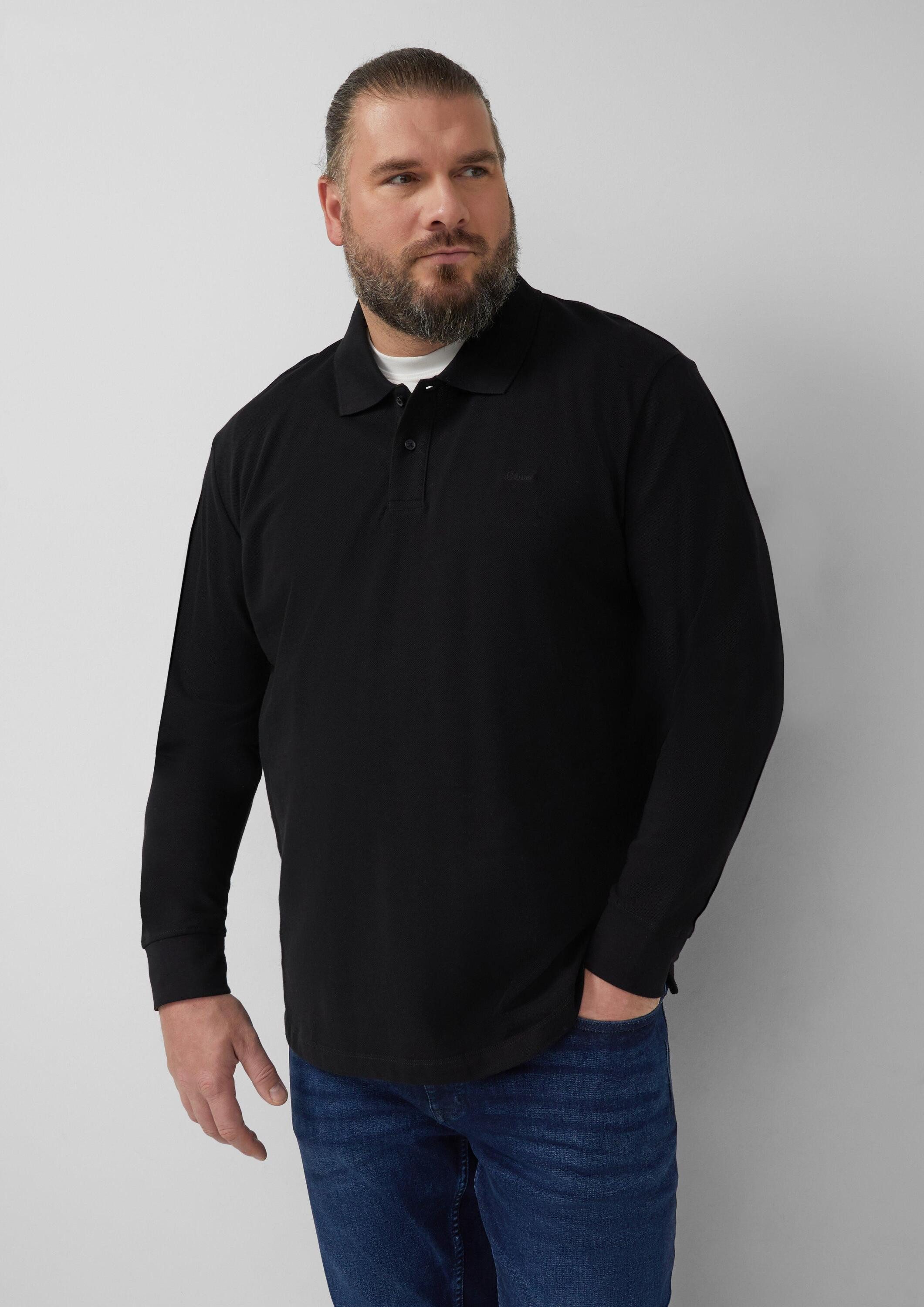 s.Oliver Langarmshirt Polo-Shirt Langarm-Poloshirt aus Baumwoll-Piqué mit B günstig online kaufen
