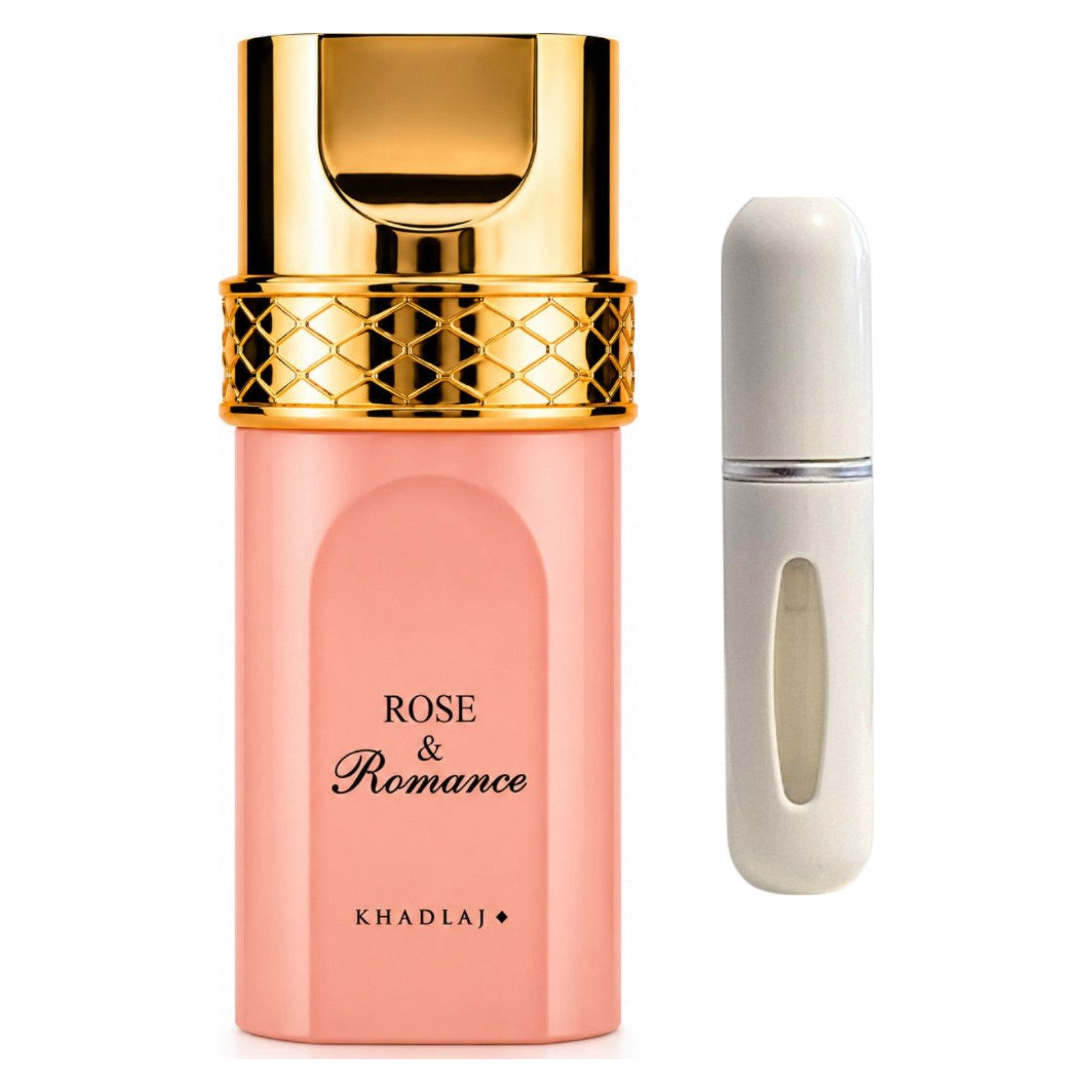 Khadlaj Duft-Set Rose & Romance EDP – Süß Orientalisch + Parfümzerstäuber (leer)