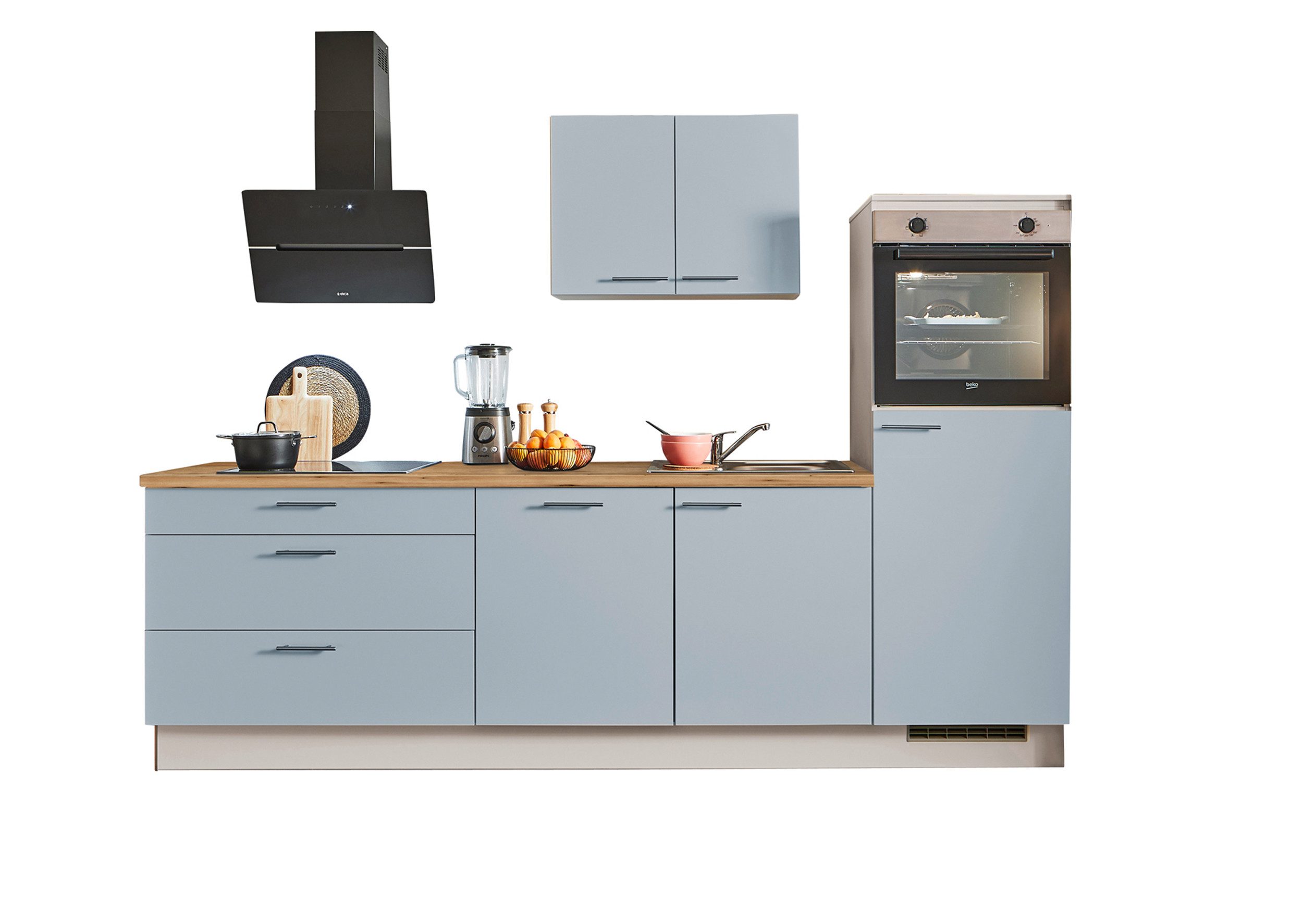 pino Küchenzeile Helsinki, individuell anpassbar, gratis Küchenplanung mit Profis, (Breite 280cm), vormontiert, wahlw. mit E-Geräten, Preis inkl. Lieferung & Montage