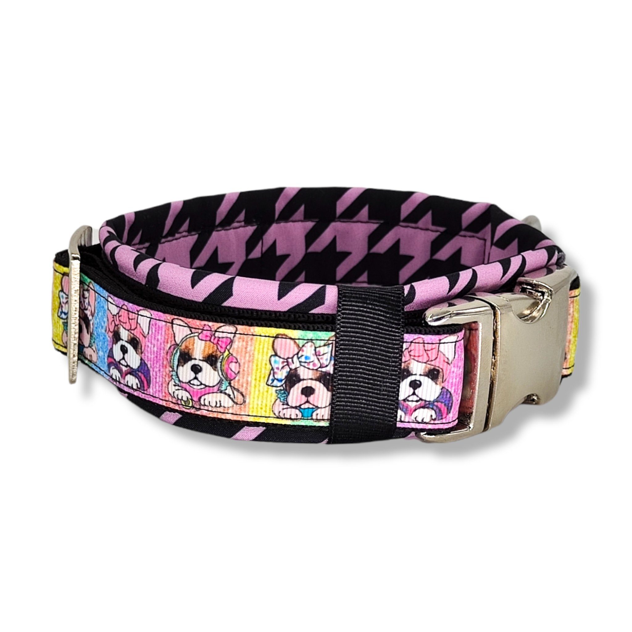 D by E Couture Hunde-Halsband "Sweet Little Dogs II", gepolstert, verstellbar, 40mm breit, Handmade