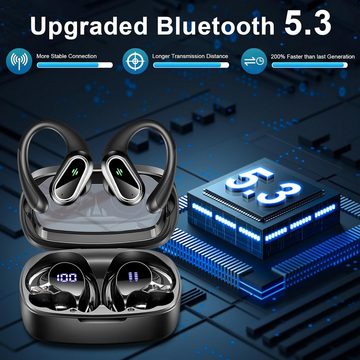 Poounur Kabellos Bluetooth 5.3 Tiefer Bass, 50H ENC Mic Noise Cancelling In-Ear-Kopfhörer (Klare Anrufe durch Rauschunterdrückung und hochwertiges Mikrofon für deutliche Kommunikation, LED-Anzeige, USB-C, IP7 wasserdichte Ohrhörer Bluetooth)