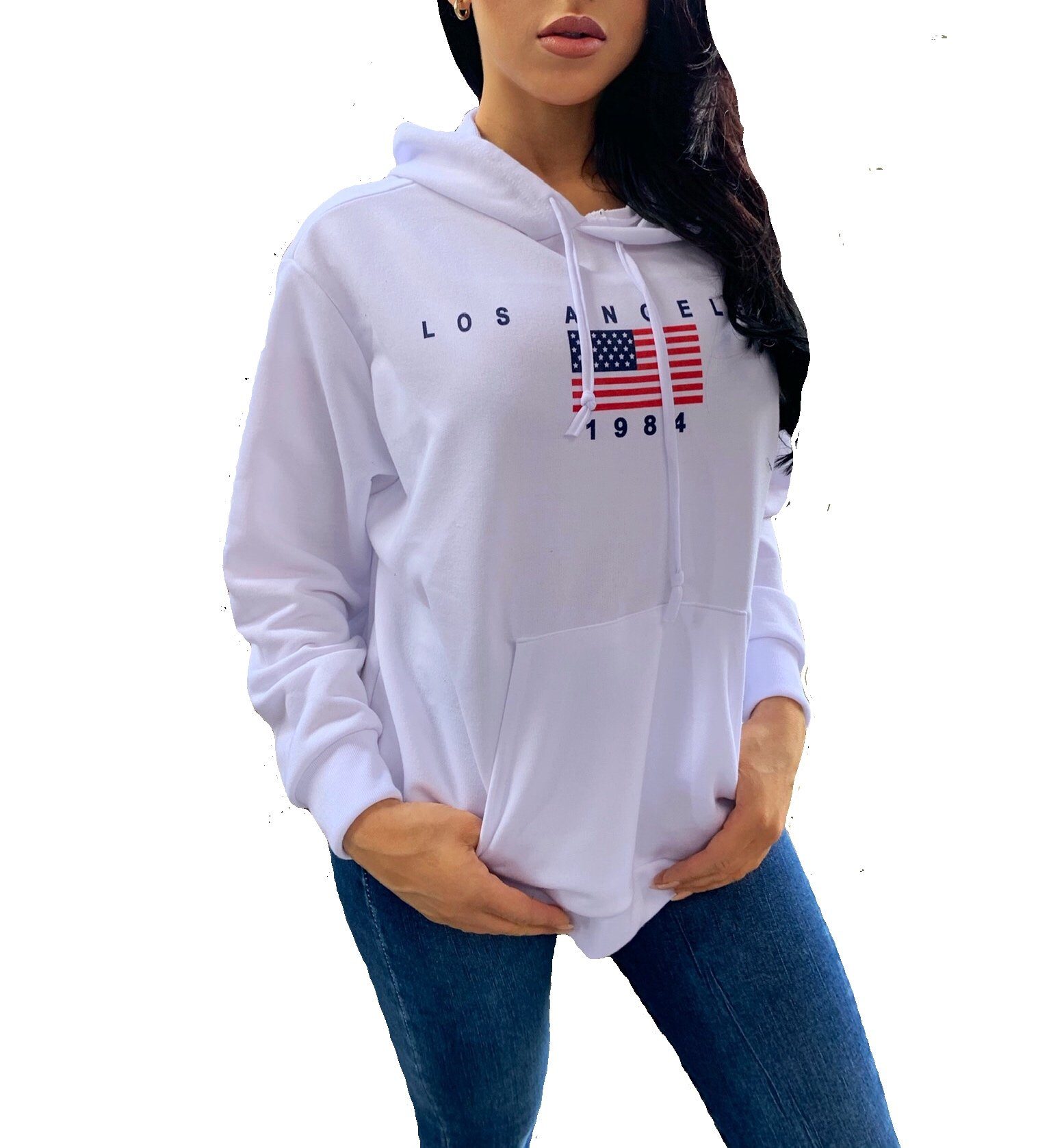 Worldclassca Hoodie Worldclassca Damen Kapuzenpullover LOS Angeles USA Kapuzenshirt Hoodie