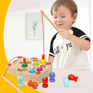LBLA Lernspielzeug Magnetische Angelspiel Holz Fischspielzeug (Montessori Motorik Spielzeug), Geschenk für Kinder Mädchen Jungen ab 1 2 3 4 5 Jahre