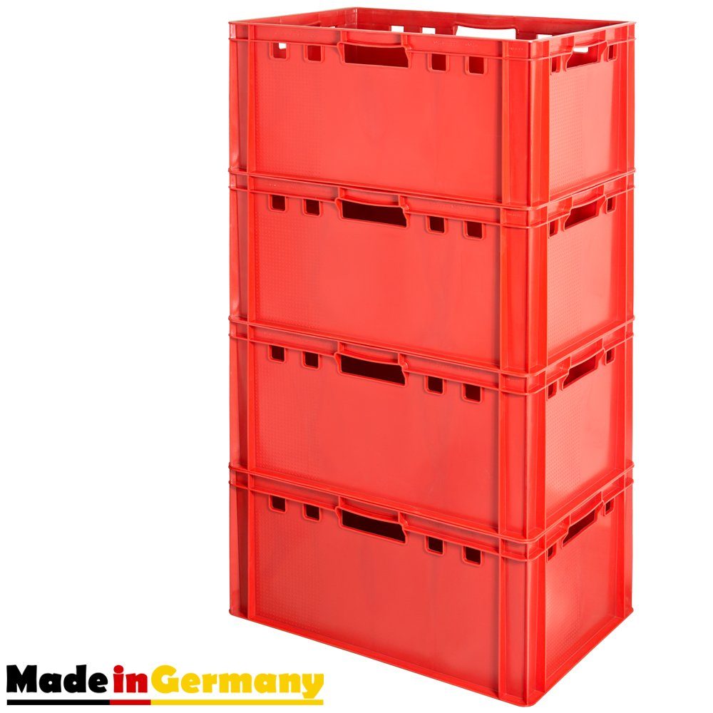 Kingpower Allzweckkiste 4x Fleischkiste Stapelkiste E3 Fleischerkiste Eurobox Metzgerkiste Rot