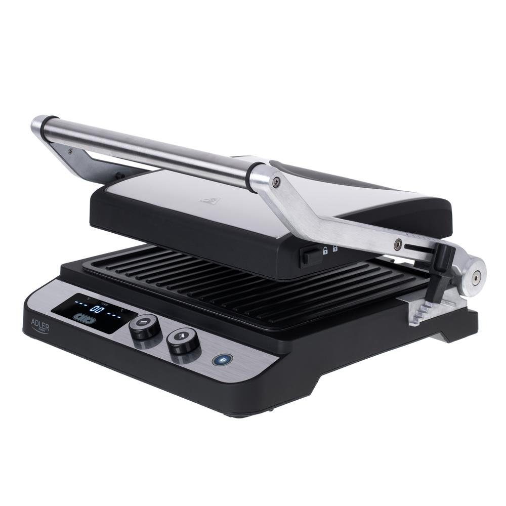 Adler Elektrogrill AD 3059, Kontaktgrill, Tischgrill, Antihaftbeschichtete Grillplatten
