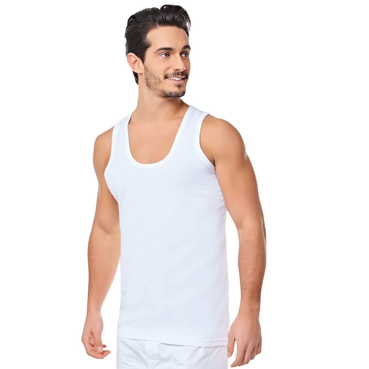 Selef Creation Unterhemd 6er Pack PREMIUM Herren Unterhemd Feinripp Tank-Top 100% Baumwolle