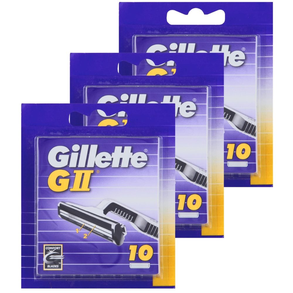 Gillette Rasierklingen GII, 30-tlg., 3 x 10er Pack, 2-Klingen System für präzise Rasur