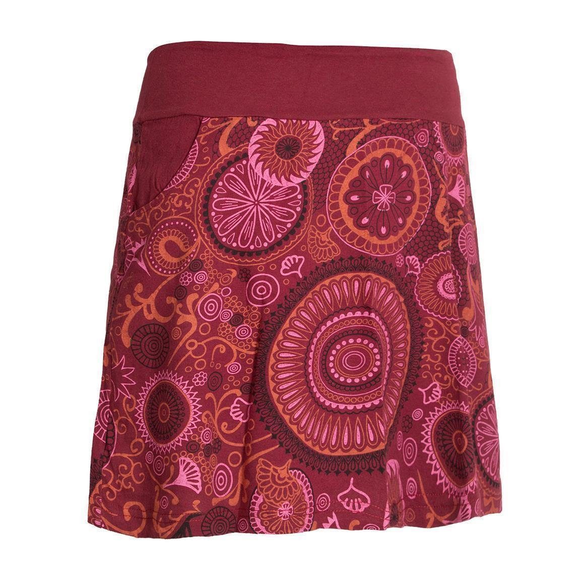 Vishes Minirock Rock bunt mit Mandalas und Blumen bedruckt Cacheur, Ethno, Goa, Hippie Style