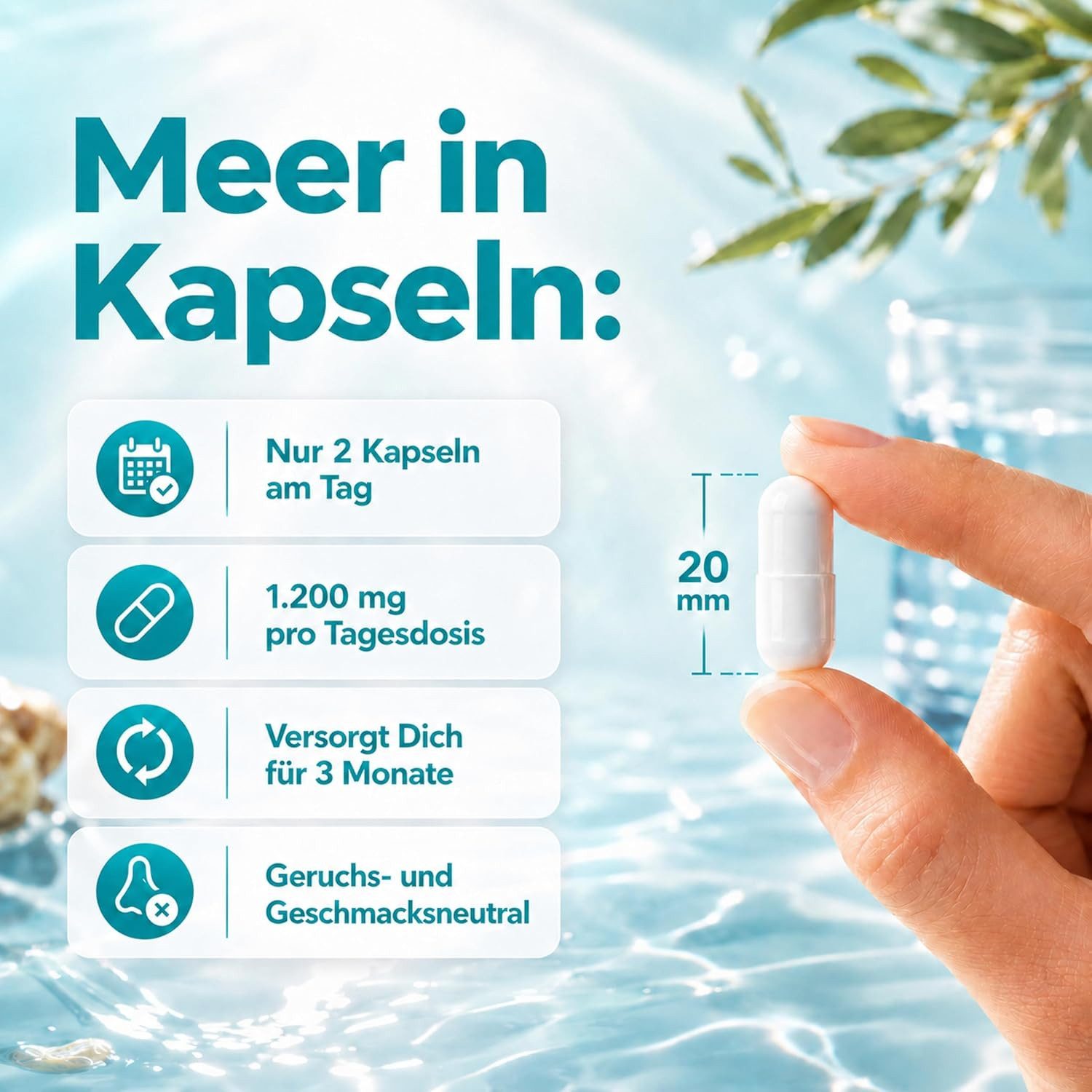 Medical Beauty Cosmetics Marine Kollagen Komplex - 1.200 mg (Peptan F) mit Vitamin C, 180 Kapseln, 1 er Packung à 148 g, Premium Marine Kollagen (Peptan F) mit Grüntee & Selen