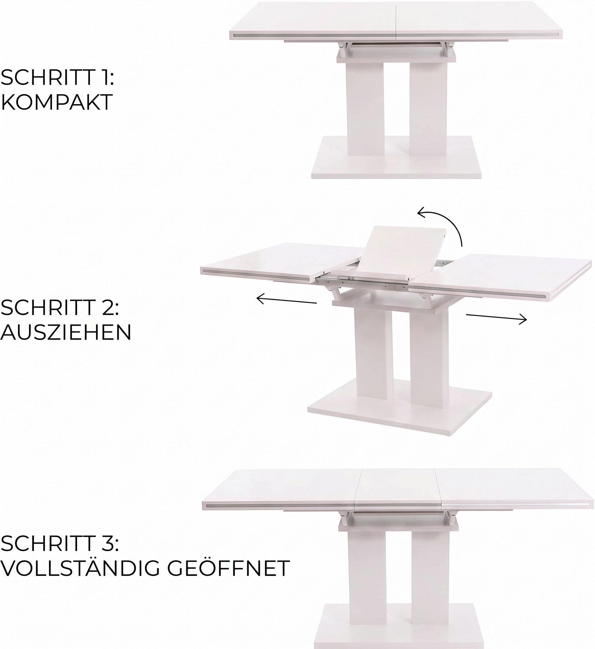 Jiexi Essgruppe Moderne Essgruppe 7/9 Set mit einem Esstisch und 6/8 Stühlen MDF – Bild 3 von 5