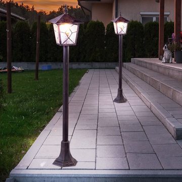 etc-shop Außen-Stehlampe, Leuchtmittel nicht inklusive, 2er Set Stand Lampen Außen Laternen Alu Garten Weg Beleuchtung