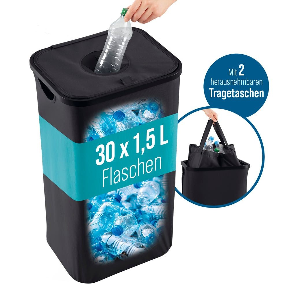 EASYmaxx Flaschenkorb Pfandflaschen-Sammelbehälter 100l schwarz, 100 l, ink günstig online kaufen
