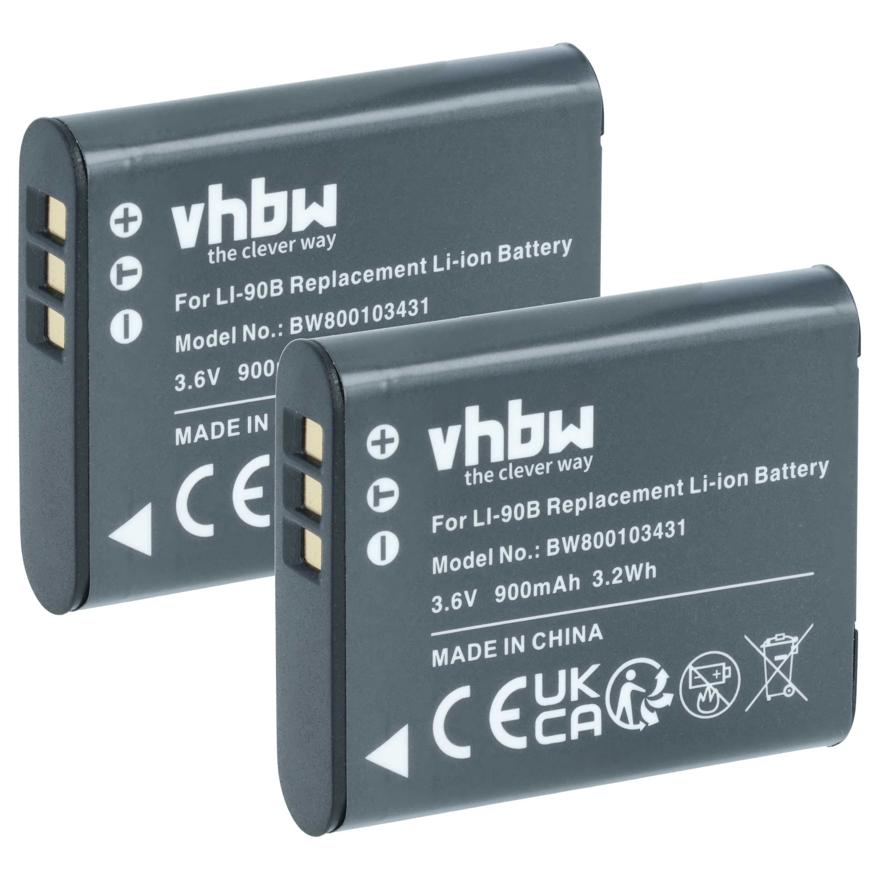 vhbw Akku passend für Ricoh GR IIIx Foto / Kompaktkamera (900 mAh, 3,6 V, Kamera-Akku Akku Li-Ion 900 mAh (3,6 V, 2 St), Leistungsfähige Austausch-Akkus für Digitalkamera, Spiegelreflexkamera