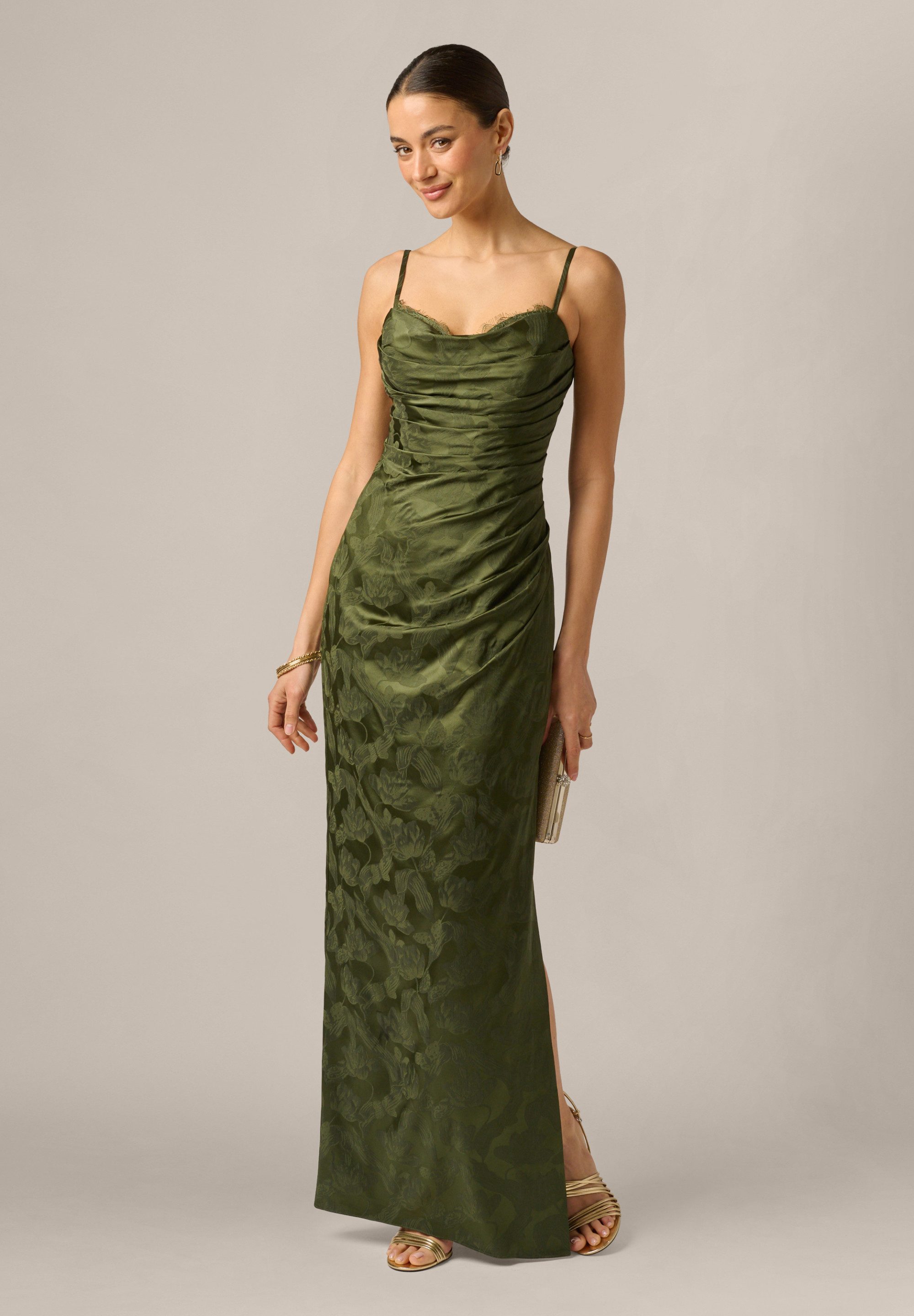 Adrianna Papell Abendkleid Woven Jacquard Long Dress Elegantes, weiches Jacquard-Etuikleid