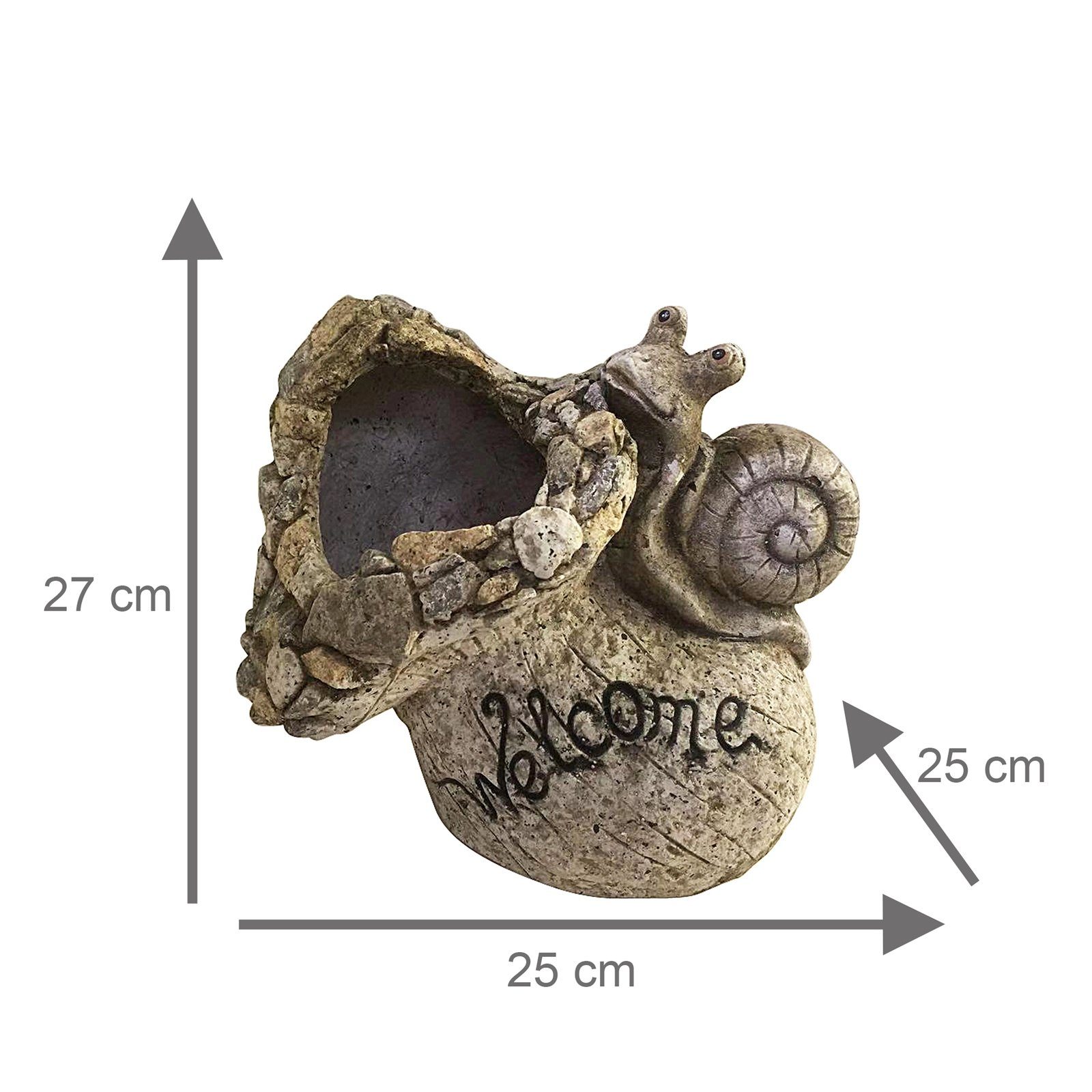 HTI-Line Dekofigur Pflanzgefäß Stone St), Deko Schnecke Welcome Pilz 2 Pflanztopf Gartendeko (1