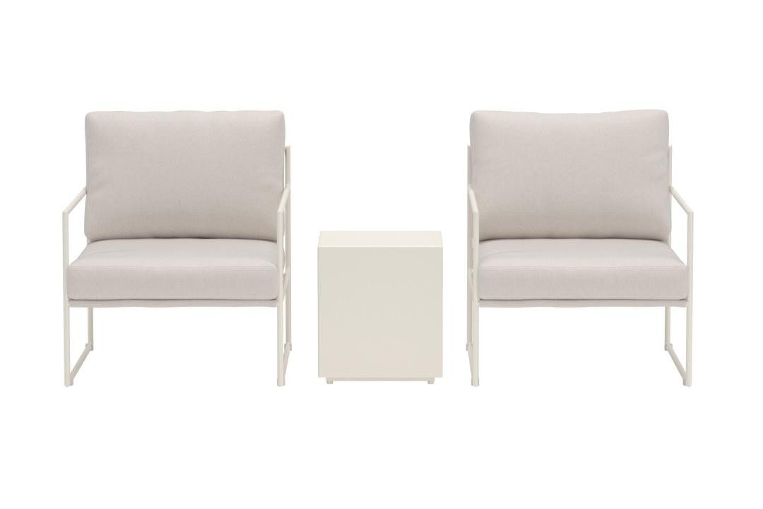 Venture Home Gartenlounge-Sessel Lissabon Loungeset 1 Tisch, 2 Loungesessel beige. (3-St)