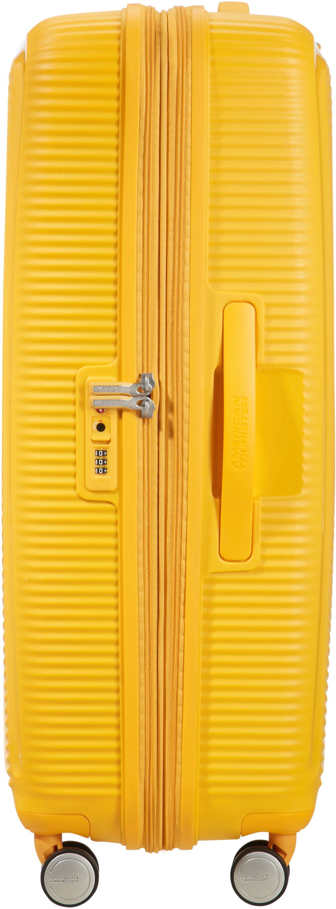 American Tourister® Hartschalen-Trolley Soundbox, 77 Yellow Rollen, mit Golden 4 cm, Volumenerweiterung