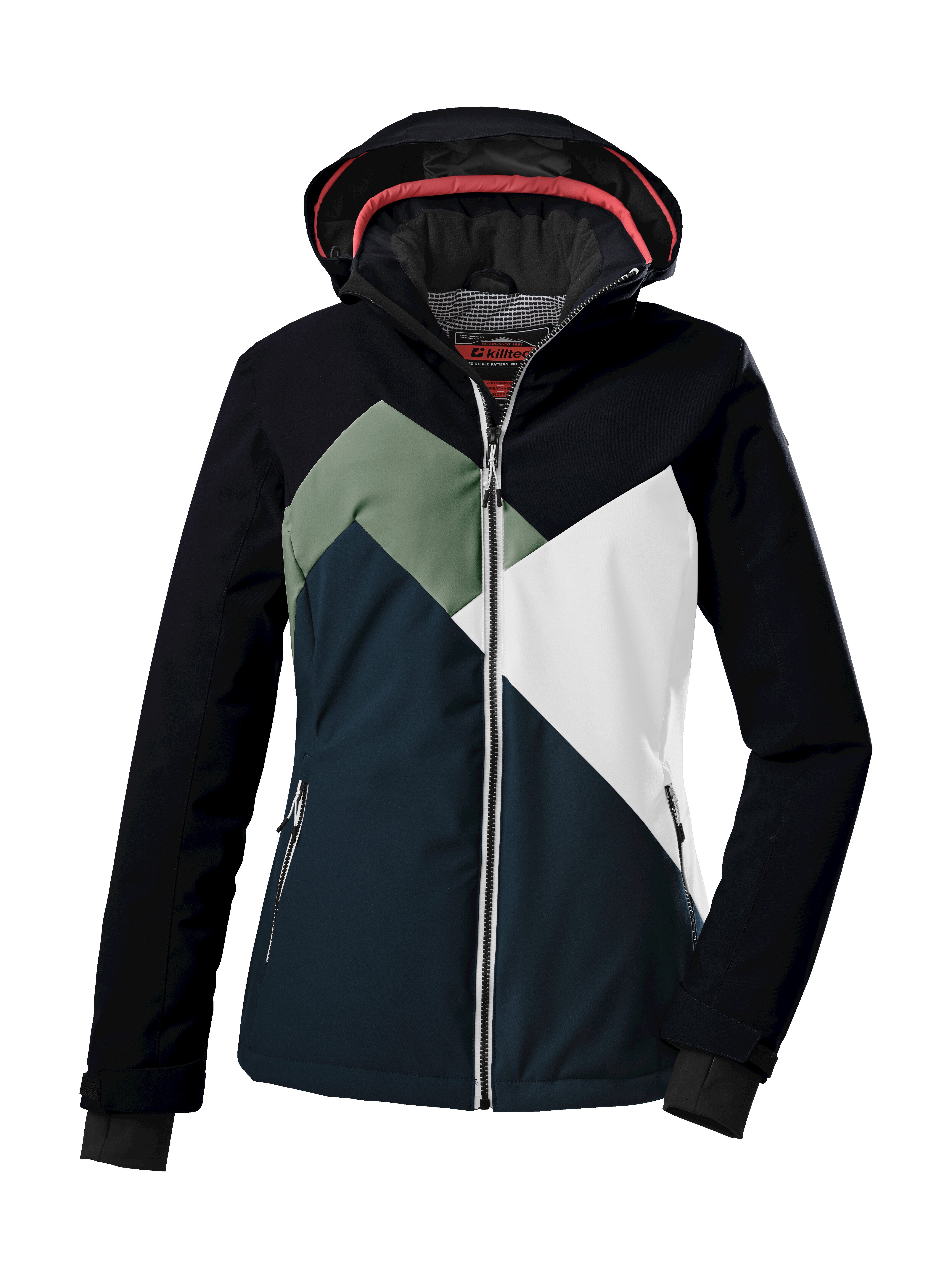 Killtec Skijacke KSW 83 WMN SKI JCKT Wind- und wasserdichte Damenjacke mit Colourblock, abnehmbarer Kapuze