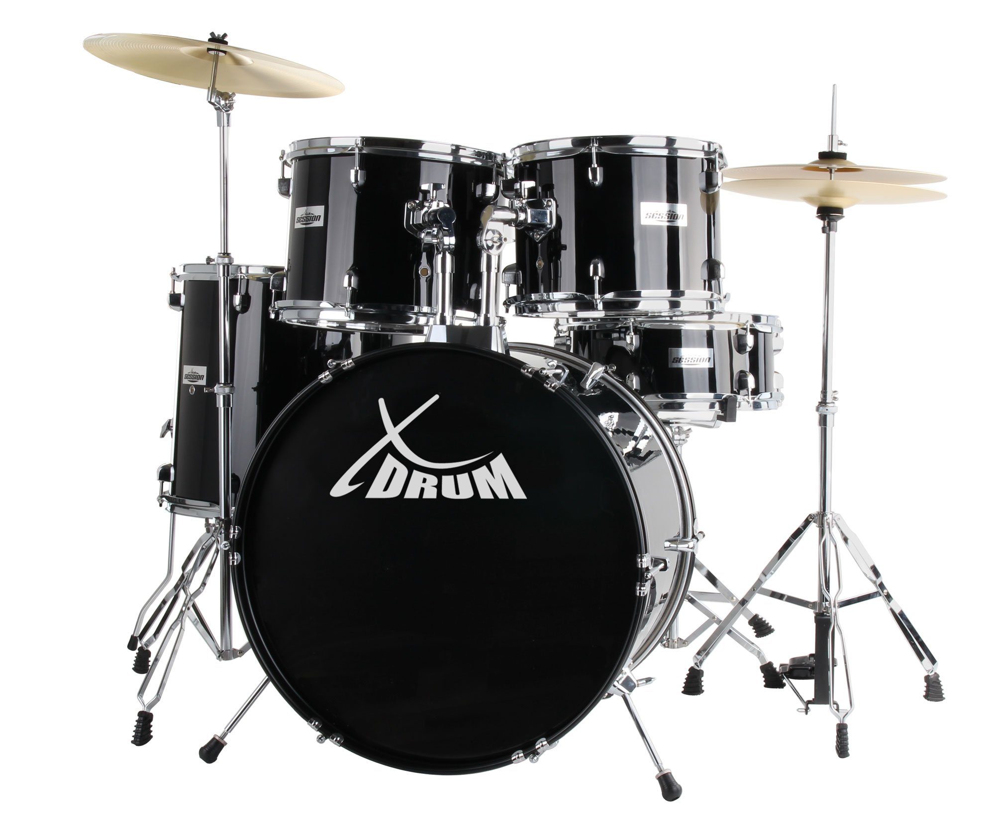 XDrum Schlagzeug Semi 22" Standard,Komplettes Drumset, inkl. Hocker & Drumsticks, Kesselgrößen: 22", 12", 13", 16", 14" Snare