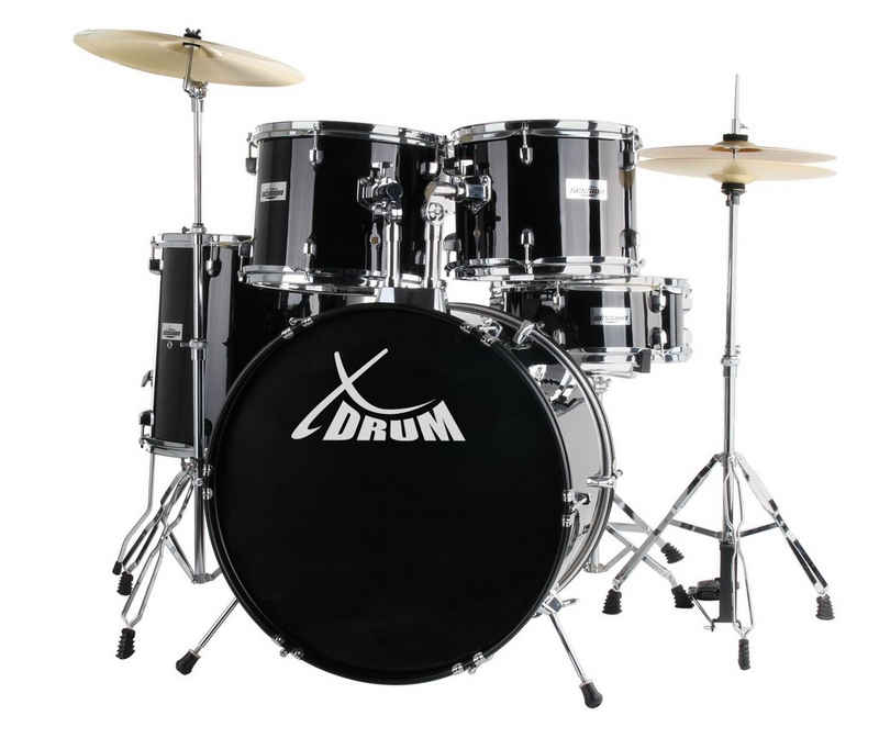 XDrum Schlagzeug Semi 22" Standard,Komplettes Drumset, inkl. Hocker & Drumsticks, Kesselgrößen: 22", 12", 13", 16", 14" Snare