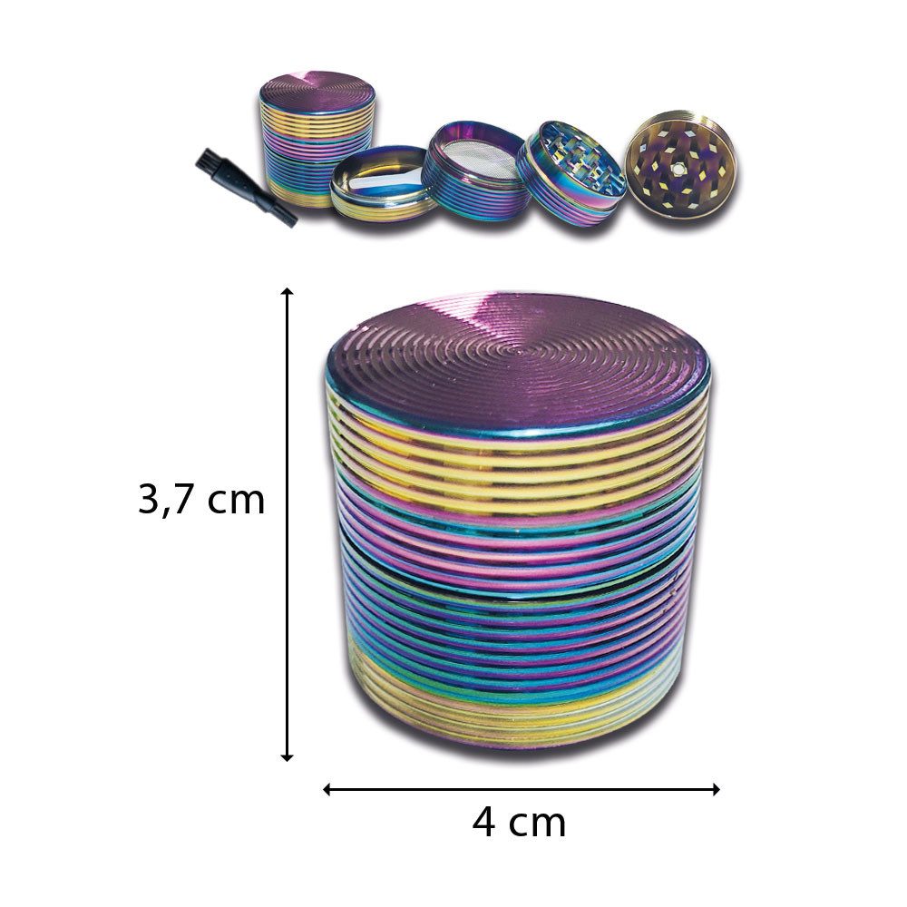 Coumo Grinder Grinder Crusher, Aluminium, Rainbow, Grip Struktur, ⌀ 4 cm